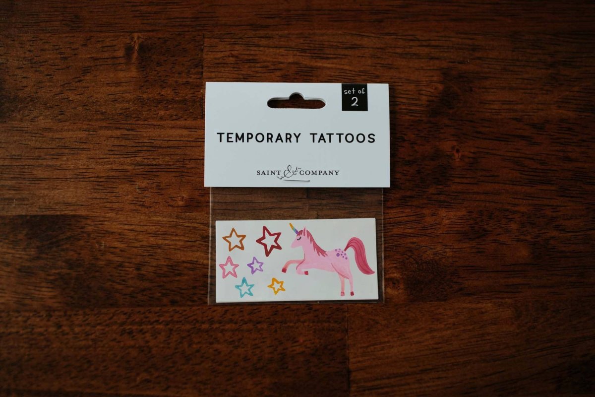 Pink Unicorn Temporary Tattoos for Kids - Saint & Company Toys sold by Rosebud & Jo