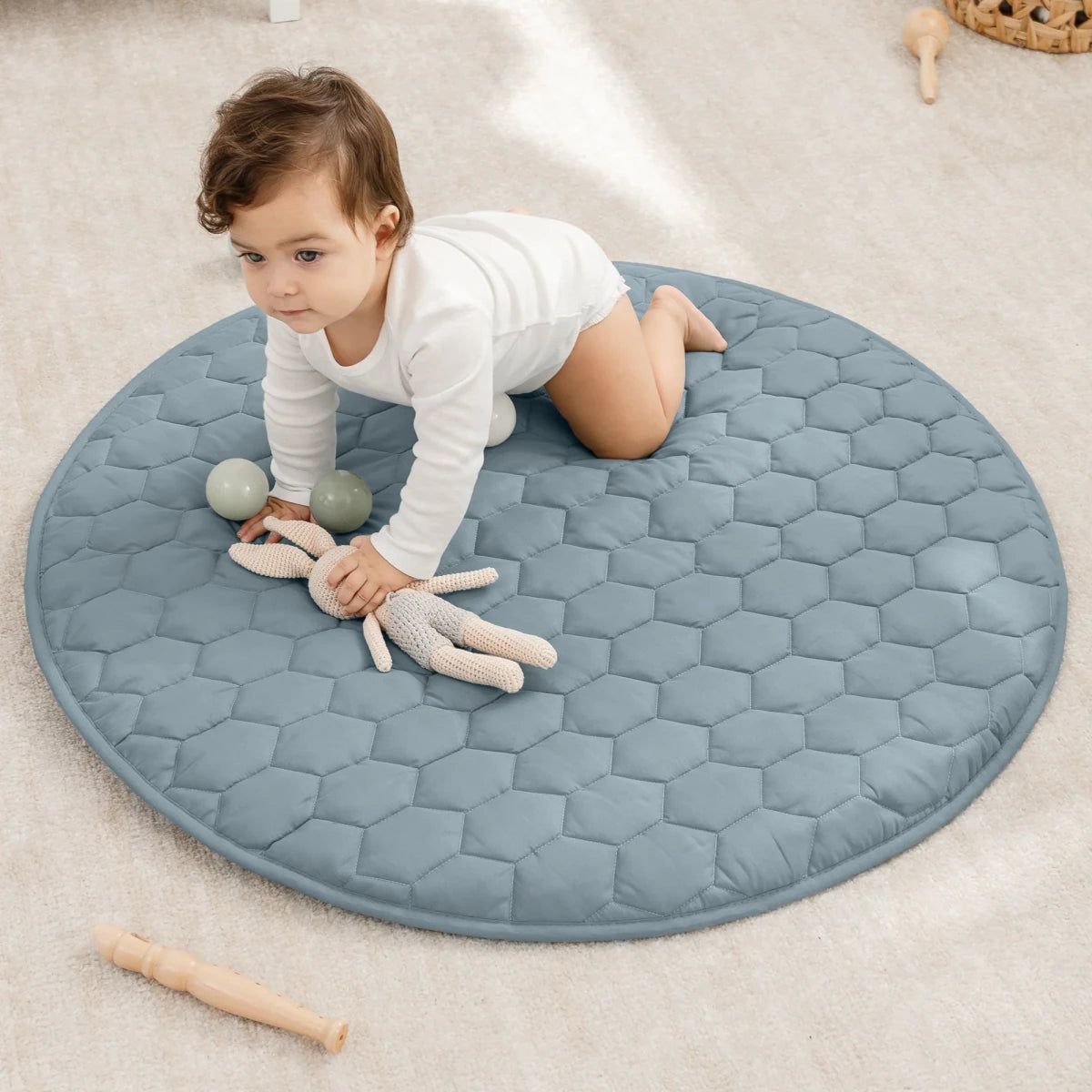 Play Mat - Pacific Blue, Round 36" - Comfy Cubs Toys sold by Rosebud & Jo