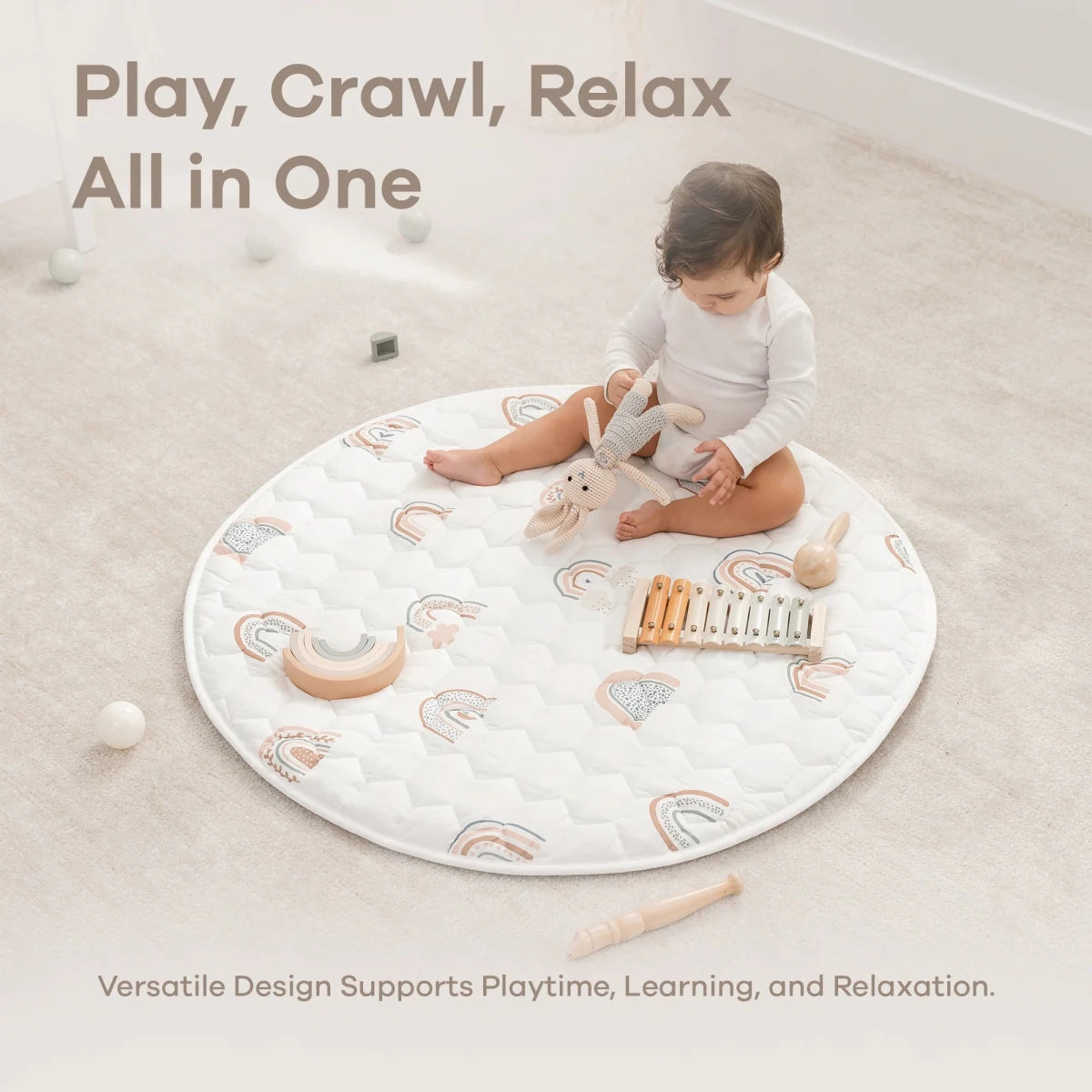 Play Mat - Rainbow, Round 36" - Comfy Cubs Toys sold by Rosebud & Jo