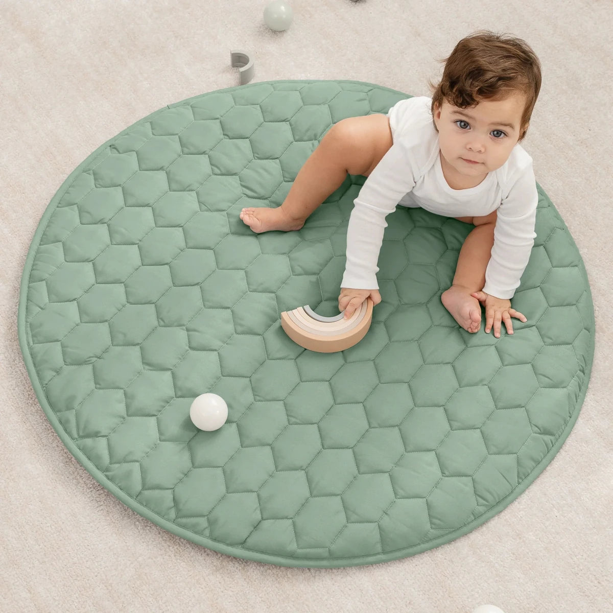 Play Mat - Sage, Round 36" - Comfy Cubs Toys sold by Rosebud & Jo
