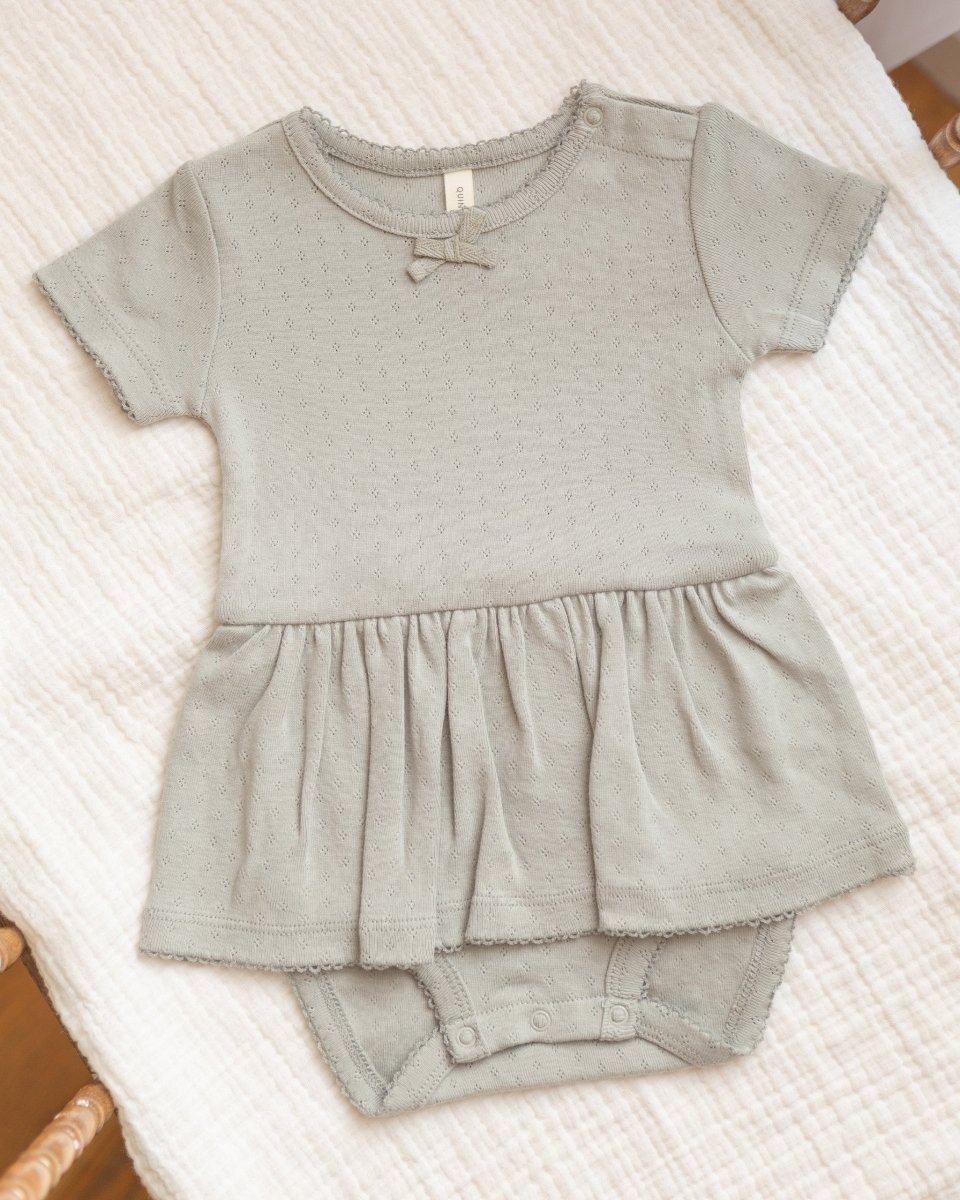 Pointelle Skirted Bodysuit || Sage - Quincy Mae Bodysuits/Onesies sold by Rosebud & Jo