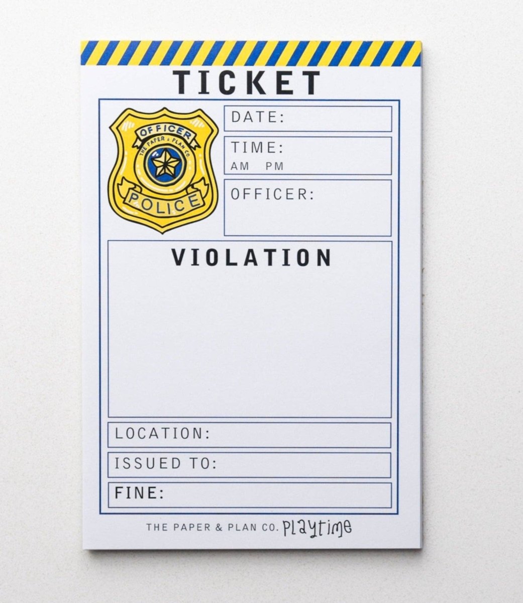Police Ticket Violation Playtime Pad - The Paper and Plan Co. Toys sold by Rosebud & Jo