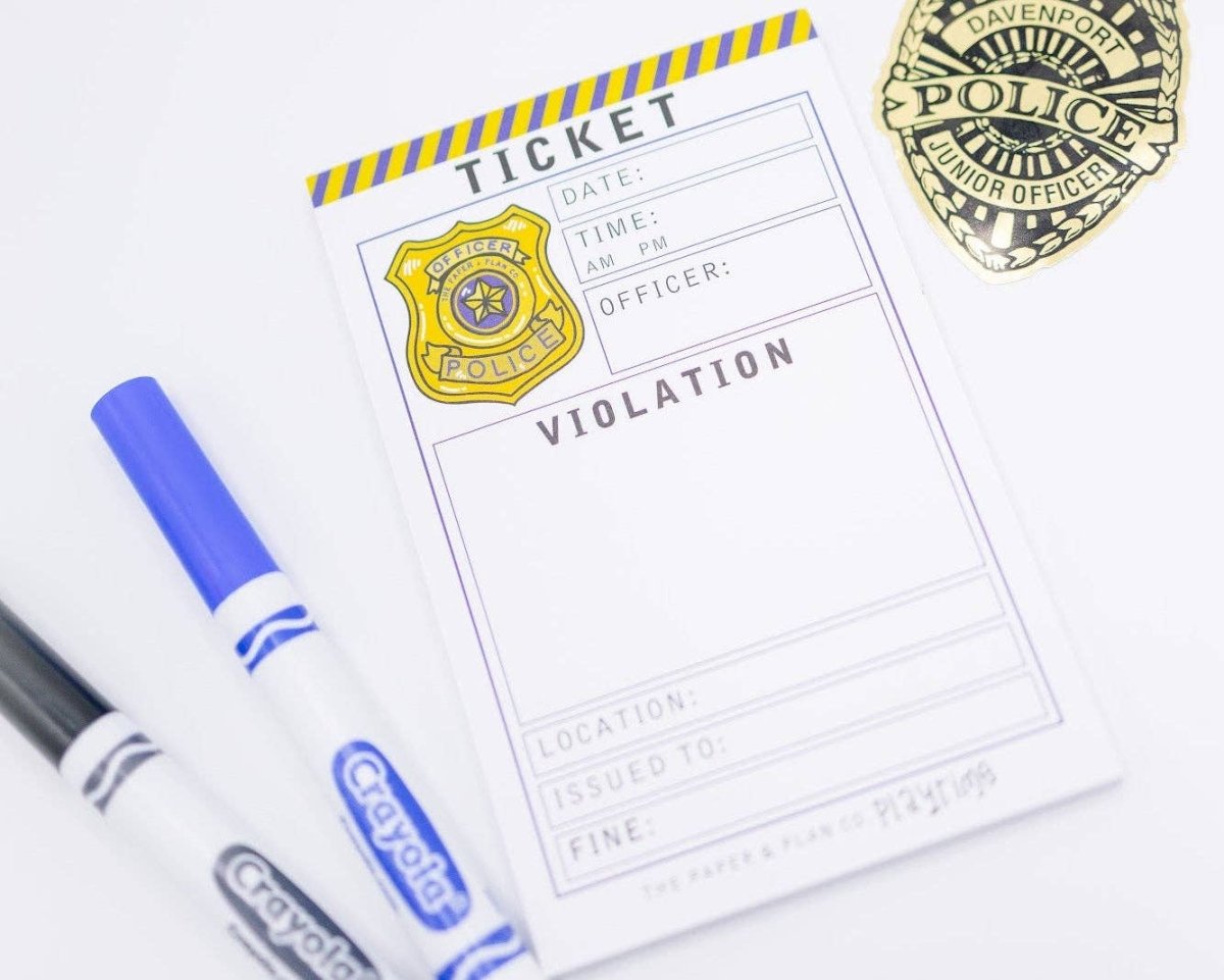 Police Ticket Violation Playtime Pad - The Paper and Plan Co. Toys sold by Rosebud & Jo