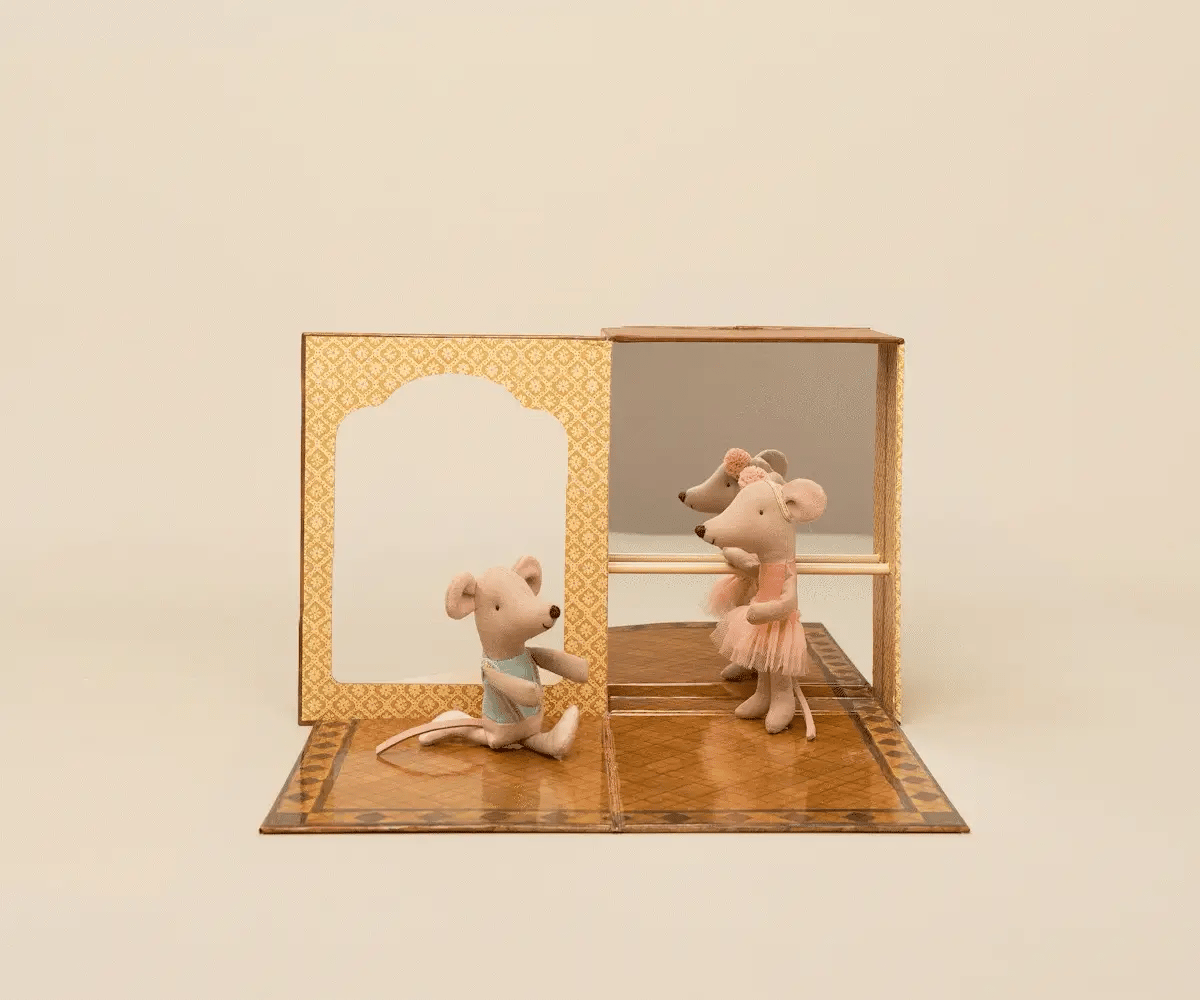 PREORDER - Ballet Mice in Dance Studio, Little Sister and Brother - Maileg Toy sold by Rosebud & Jo