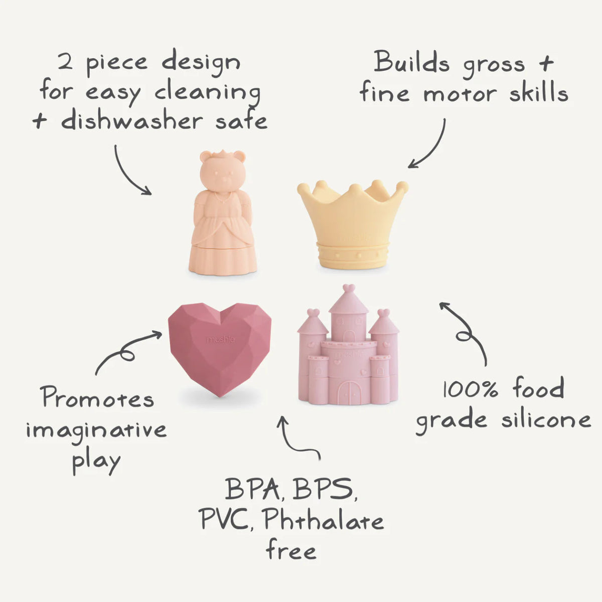 Princess Mold Free Bath Play Set - mushie Toys sold by Rosebud & Jo