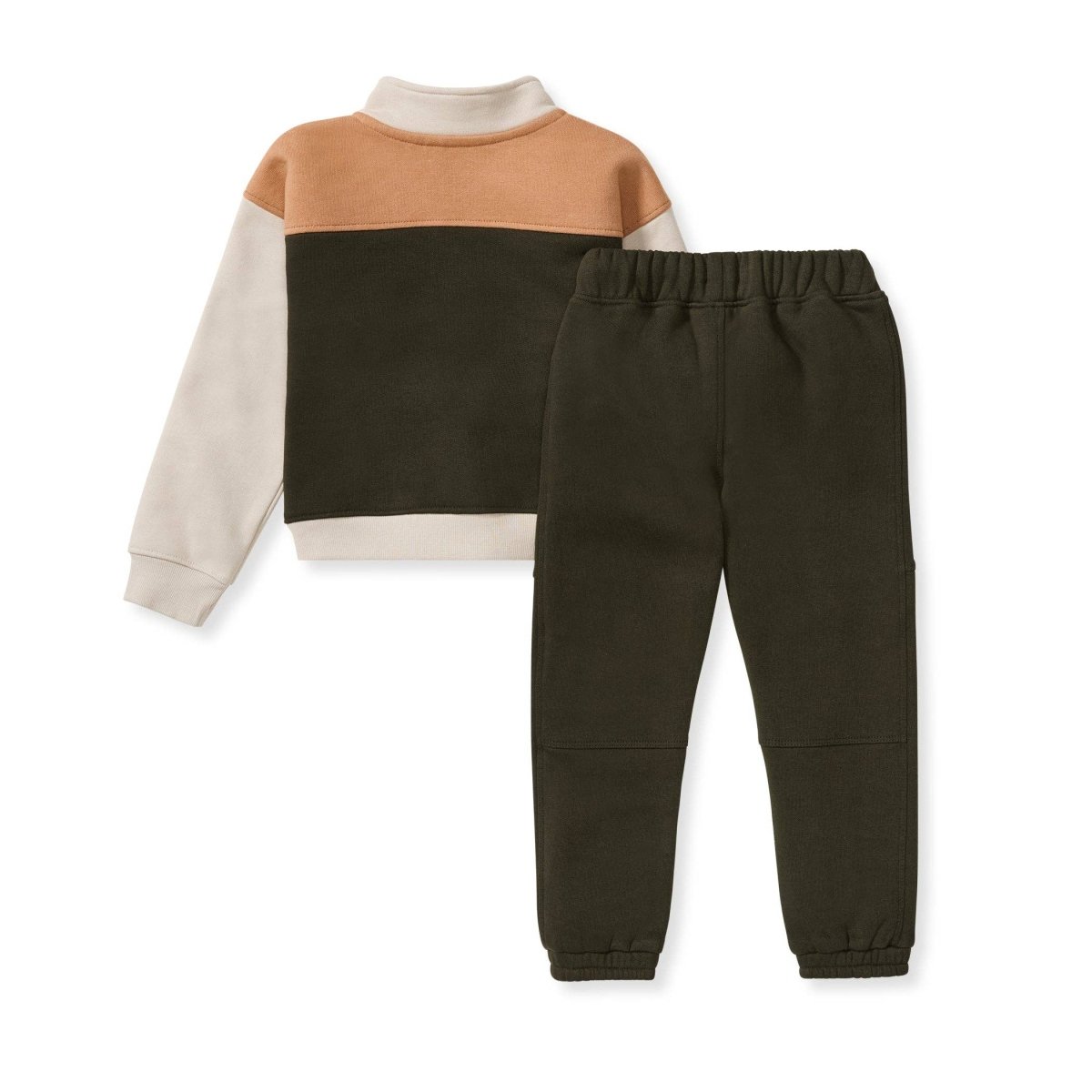 Quarter Zip Boy Collar Sweatshirt Set in Shadow - Burt's Bees Baby Top & Bottom Set sold by Rosebud & Jo