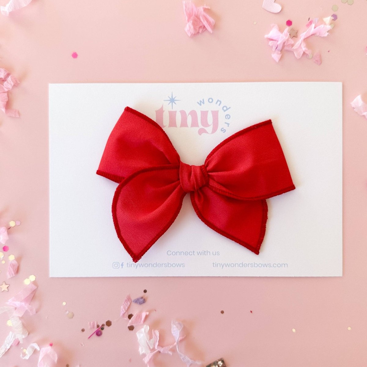 Red Fabric Bow – Handmade Small Reversible Alligator Clip - Tiny Wonders Bows Hair Accessory sold by Rosebud & Jo