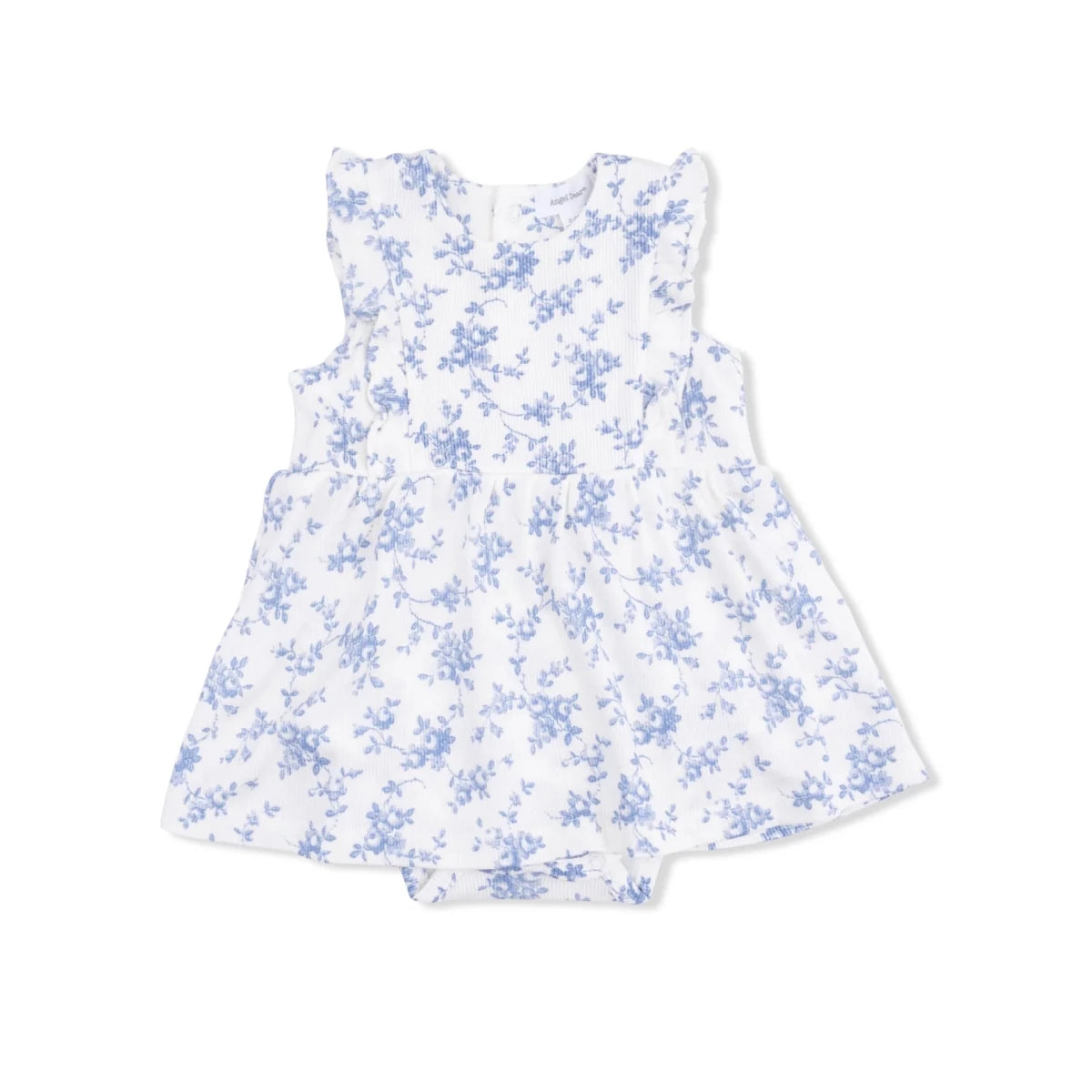 Ruffle Bodysuit Dress - Baby Blue Vines Floral - Angel Dear Rompers & Jumpers sold by Rosebud & Jo