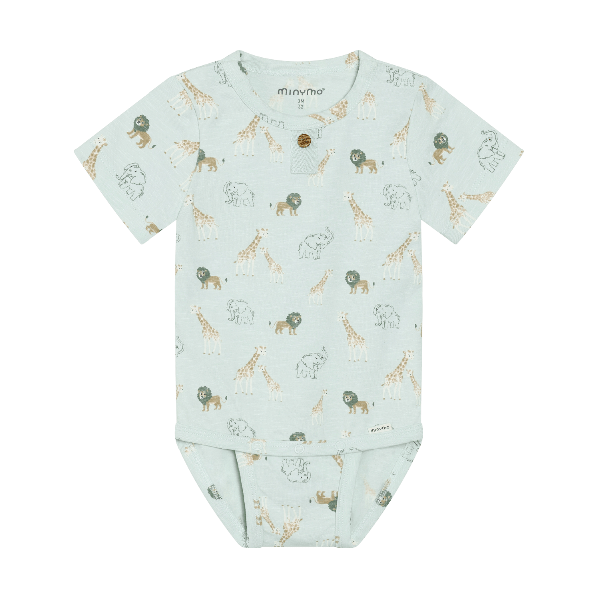 Safari Print Onesie with Lions, Elephants and Giraffes - Minymo Bodysuits/Onesies sold by Rosebud & Jo
