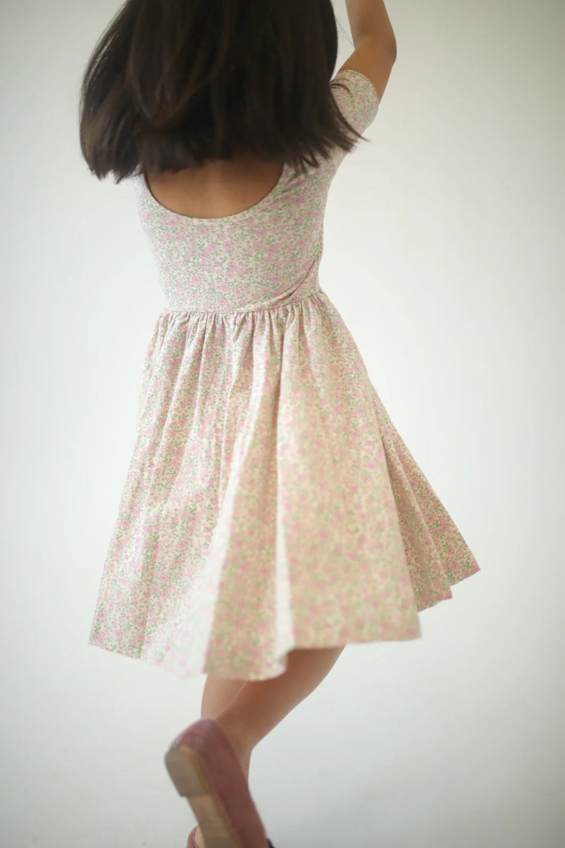 Short Sleeve Twirl Dress in Bella Pink Floral - Good Apples Kids Baby & Toddler Clothing sold by Rosebud & Jo