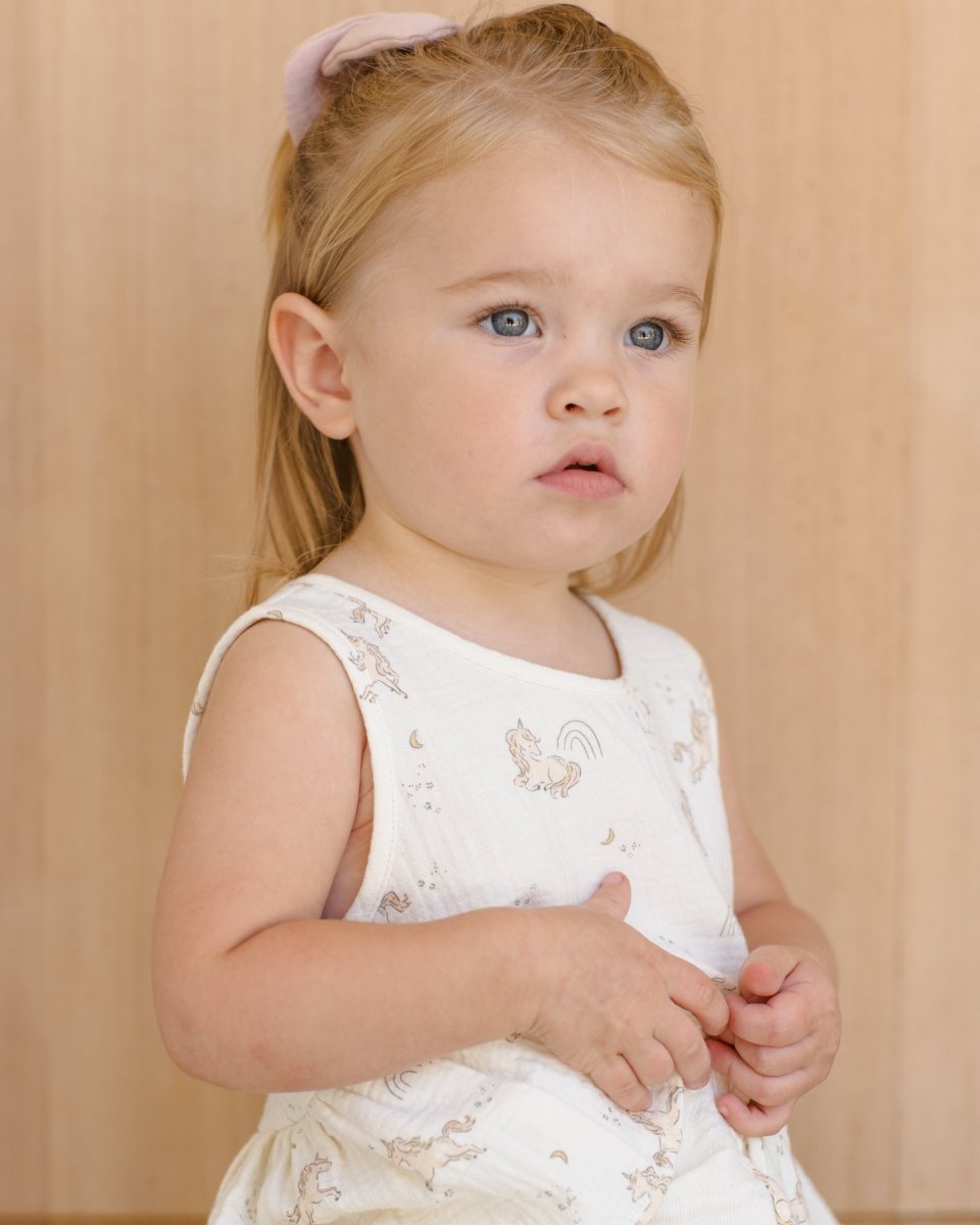Sleeveless Peplum Set || Unicorns - Quincy Mae Dresses sold by Rosebud & Jo