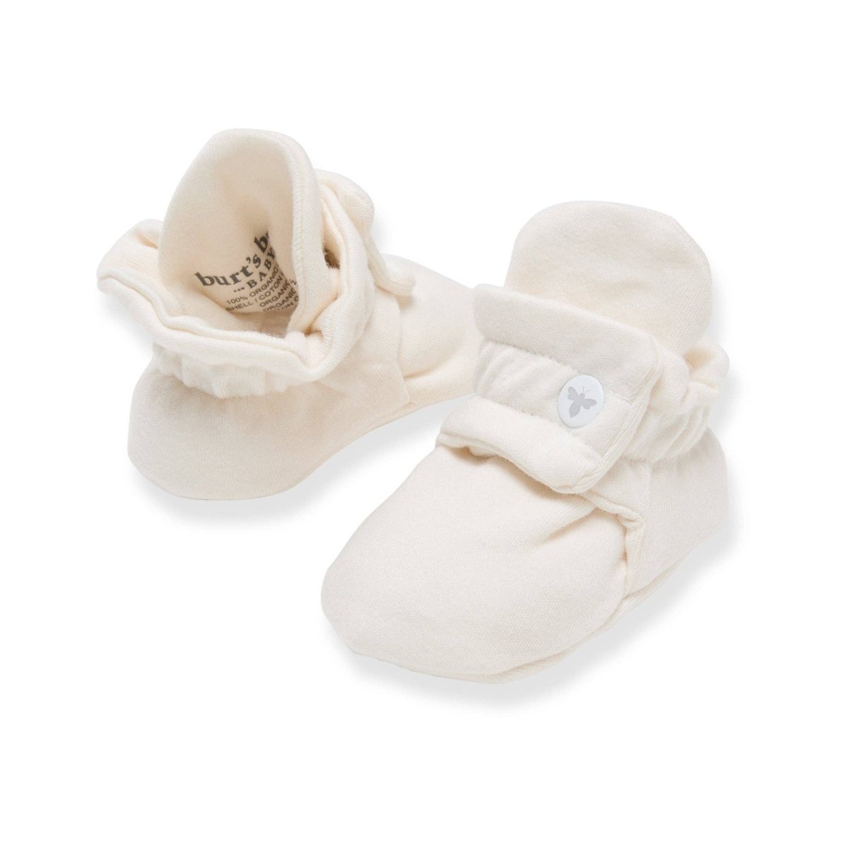 Solid Organic Cotton Baby Booties - Eggshell - Burt's Bees Baby Shoes sold by Rosebud & Jo