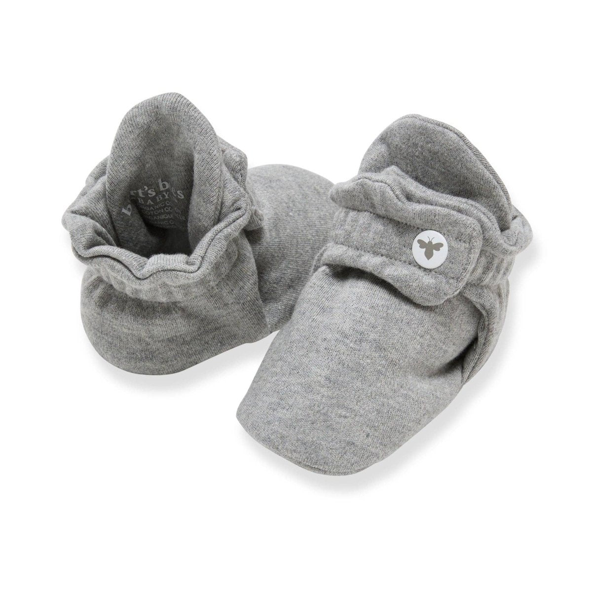 Solid Organic Cotton Baby Booties - Heather Grey - Burt's Bees Baby Shoes sold by Rosebud & Jo