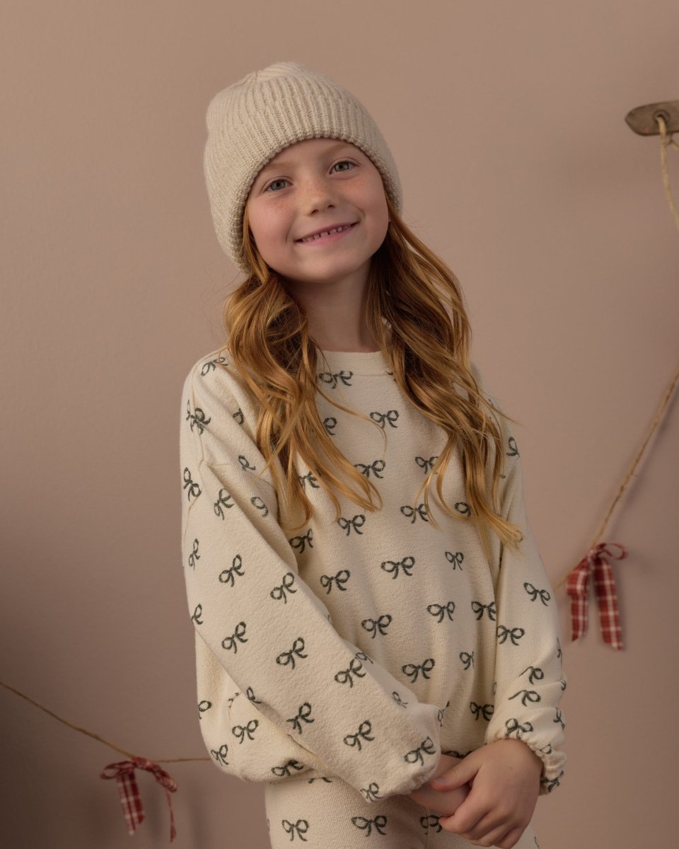 Spongey Knit Set Evergreen Bows - Rylee + Cru Top & Bottom Sets sold by Rosebud & Jo