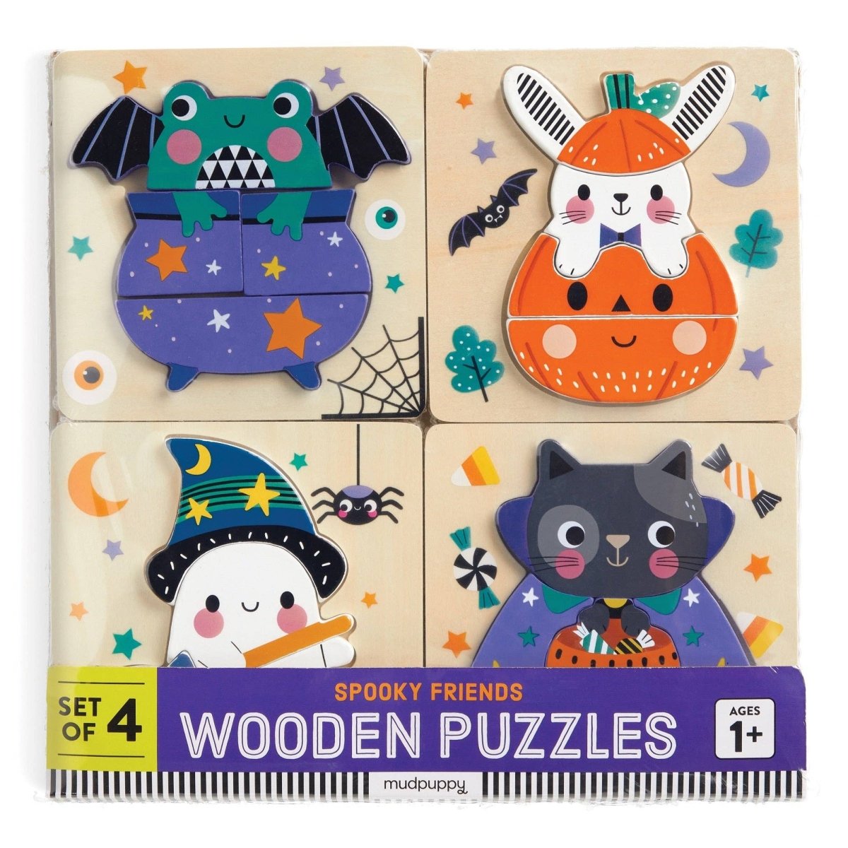 Spooky Friends Set of 4 Wood Puzzles - Chronicle Books Puzzle sold by Rosebud & Jo