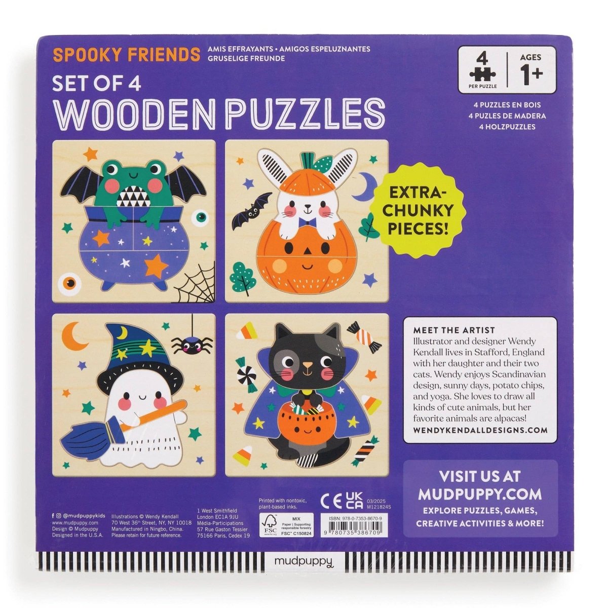 Spooky Friends Set of 4 Wood Puzzles - Chronicle Books Puzzle sold by Rosebud & Jo