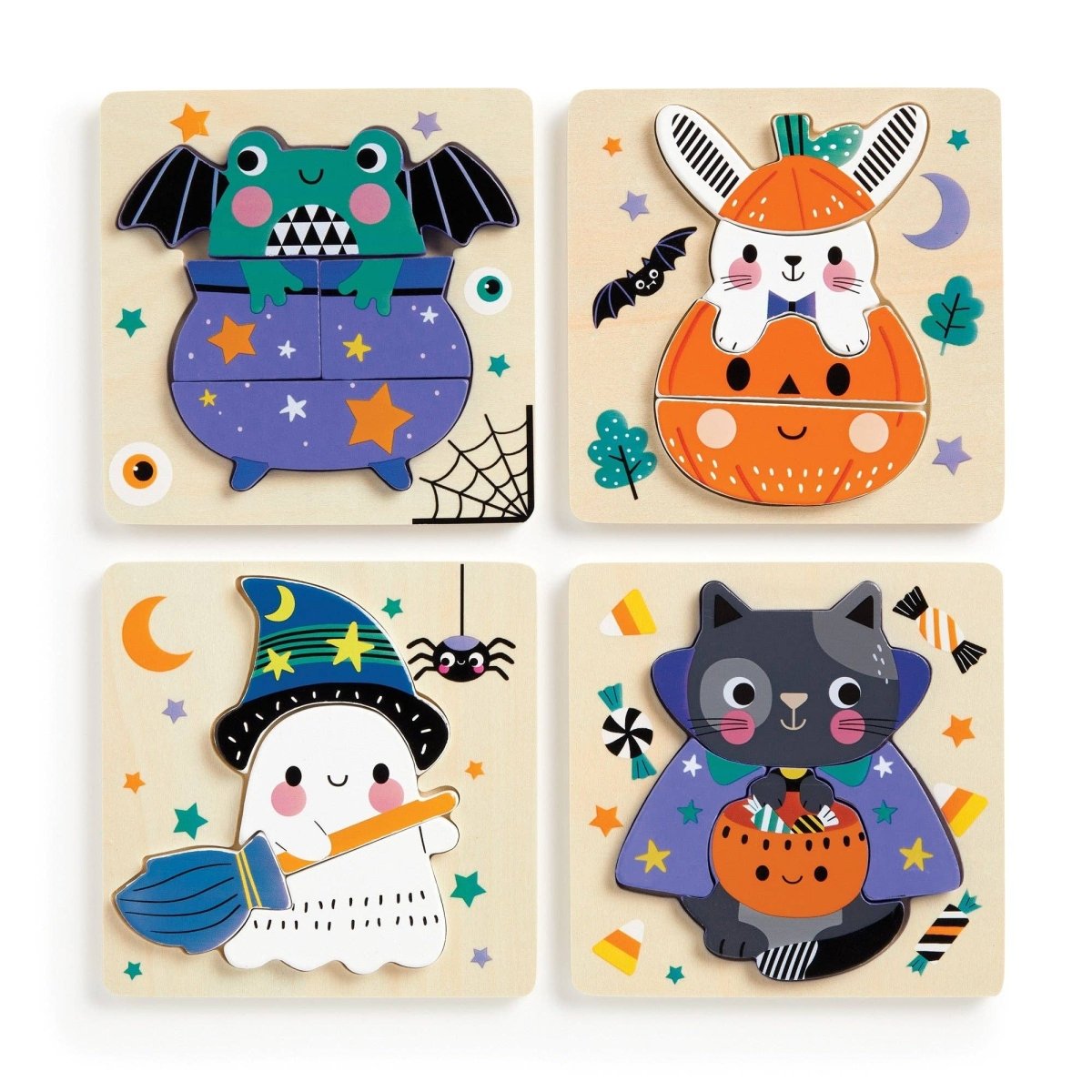 Spooky Friends Set of 4 Wood Puzzles - Chronicle Books Puzzle sold by Rosebud & Jo