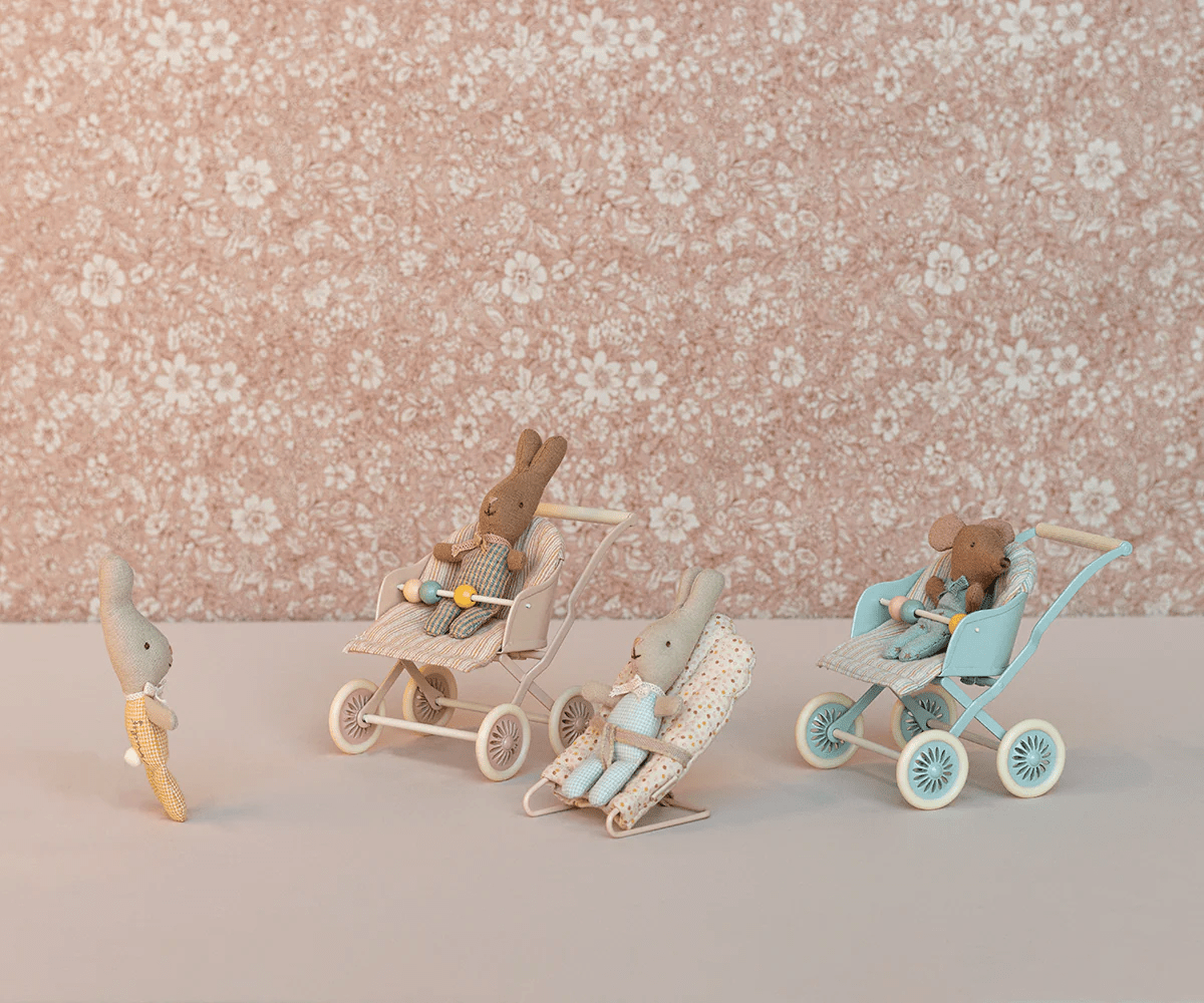 Stroller, Baby Mice in Rose - Maileg Toy sold by Rosebud & Jo
