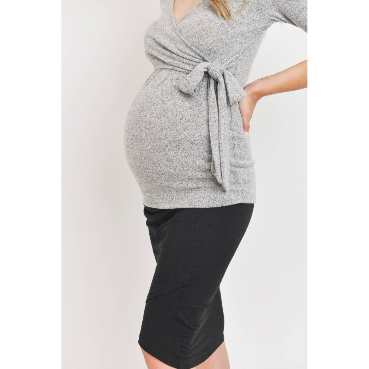 Surplice Wrap Long Sleeve Nursing Knit Top - Hello Miz Maternity Clothes sold by Rosebud & Jo