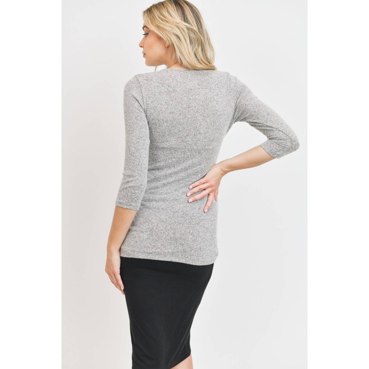 Surplice Wrap Long Sleeve Nursing Knit Top - Hello Miz Maternity Clothes sold by Rosebud & Jo