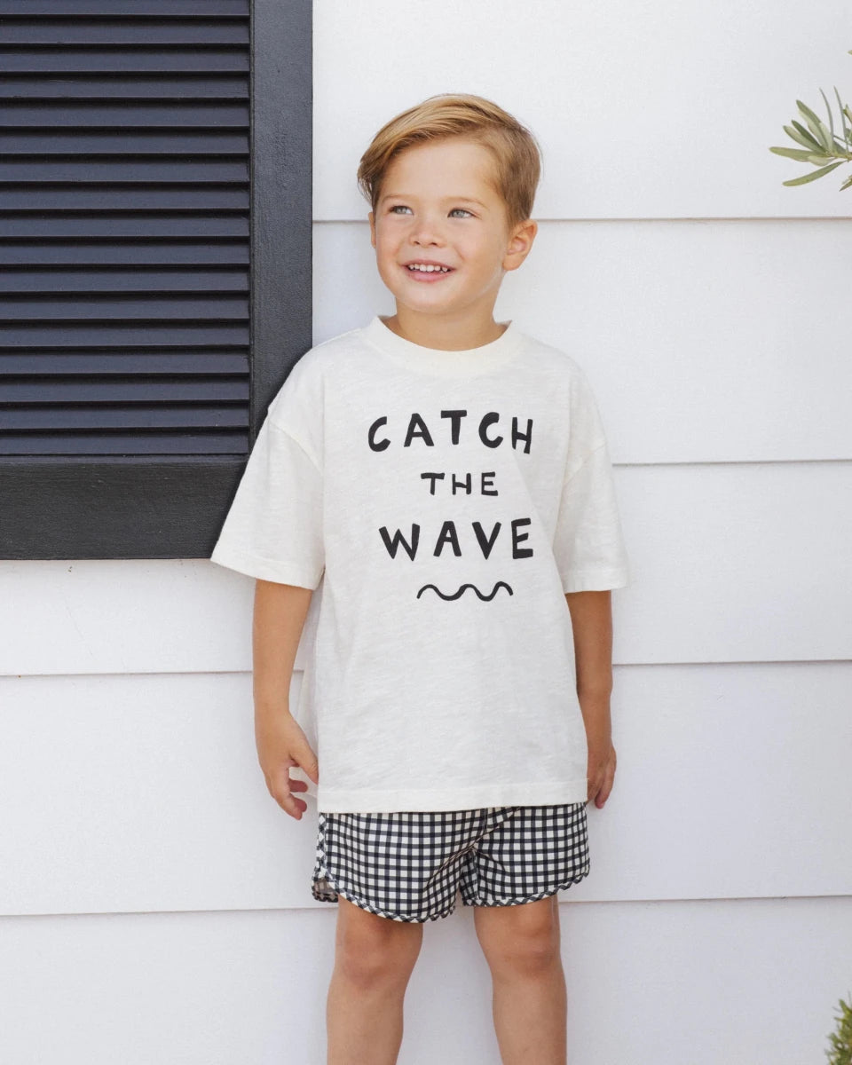 Swim Trunk || Black Gingham - Rylee + Cru Swimsuit sold by Rosebud & Jo