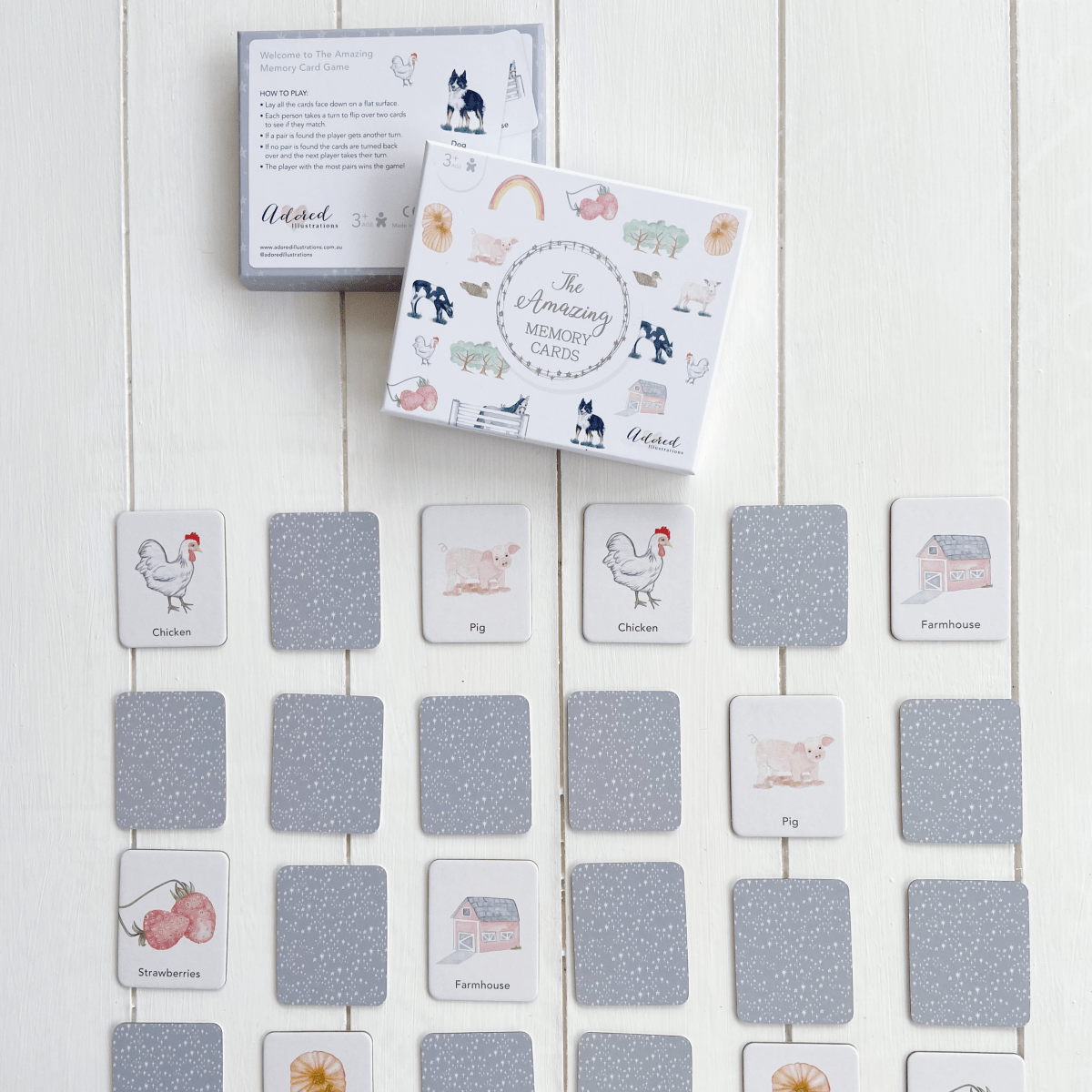 The Amazing Memory Card Game - Adored Illustrations sold by Rosebud & Jo