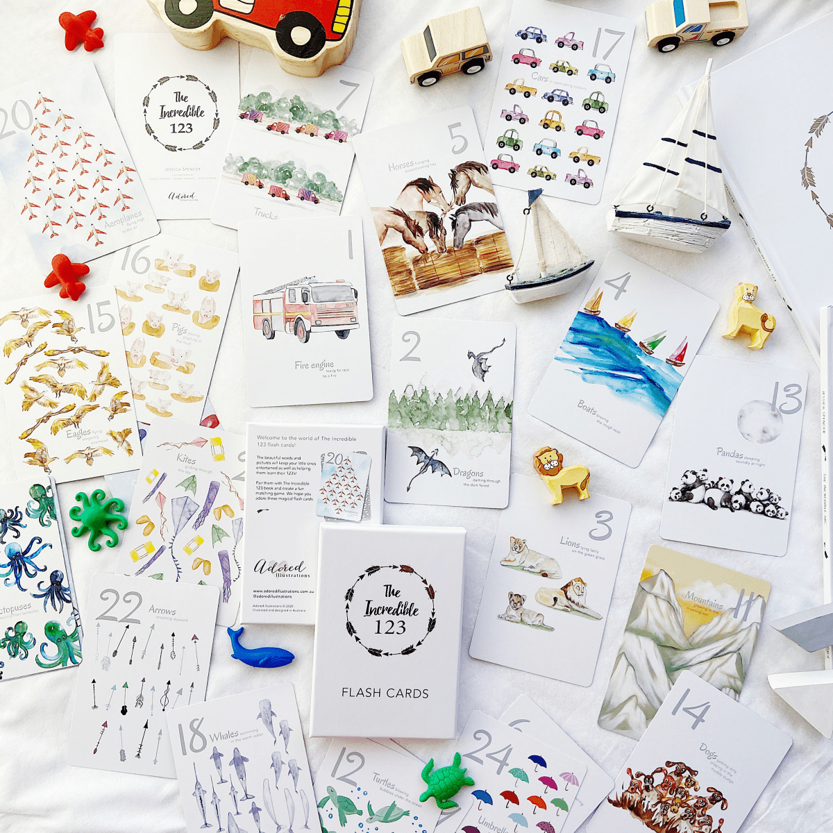 The Incredible 123 Flash Cards – Number Learning for Toddlers & Preschooler - Adored Illustrations Toys sold by Rosebud & Jo