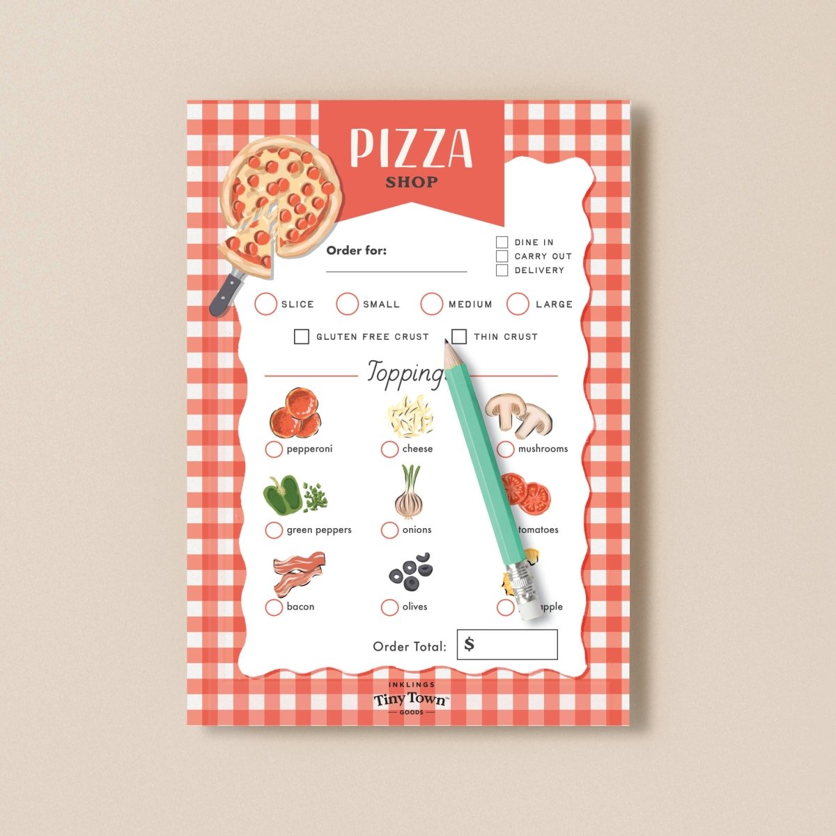 Tiny Town™ Play Notepad - Pizza Shop - Inklings Paperie Toy sold by Rosebud & Jo