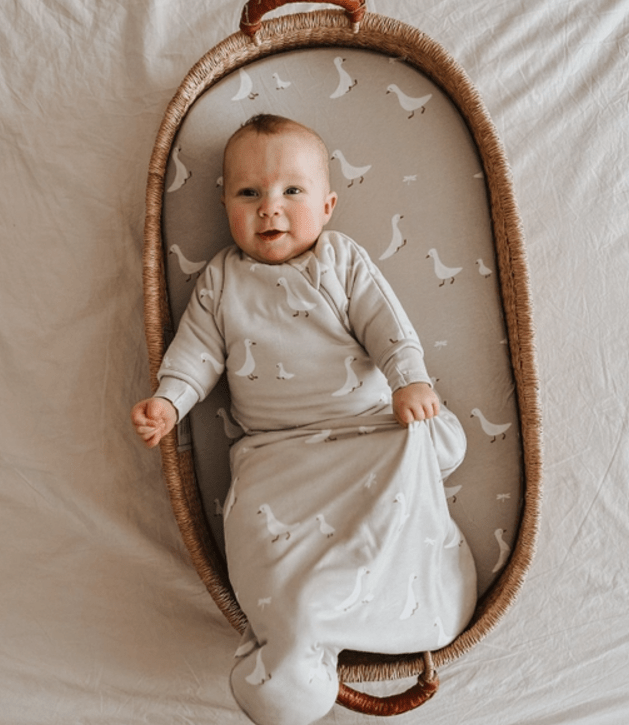 Transitional Swaddle – Goose Print (1.0 TOG, 3–6 Months) - gunamuna Sleep Sack sold by Rosebud & Jo