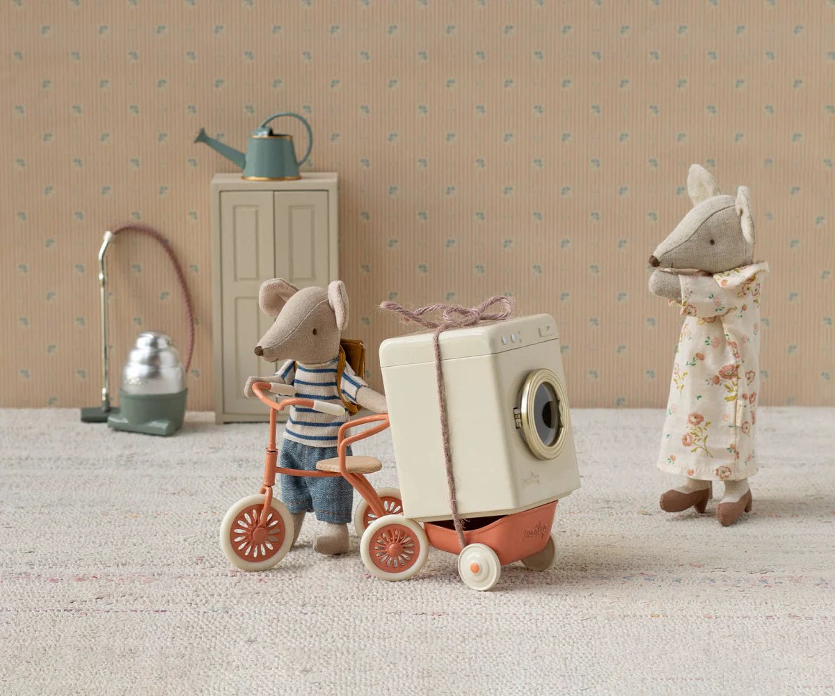 Tricycle Mouse, Big Brother with Bag in Blue - Maileg Toy sold by Rosebud & Jo