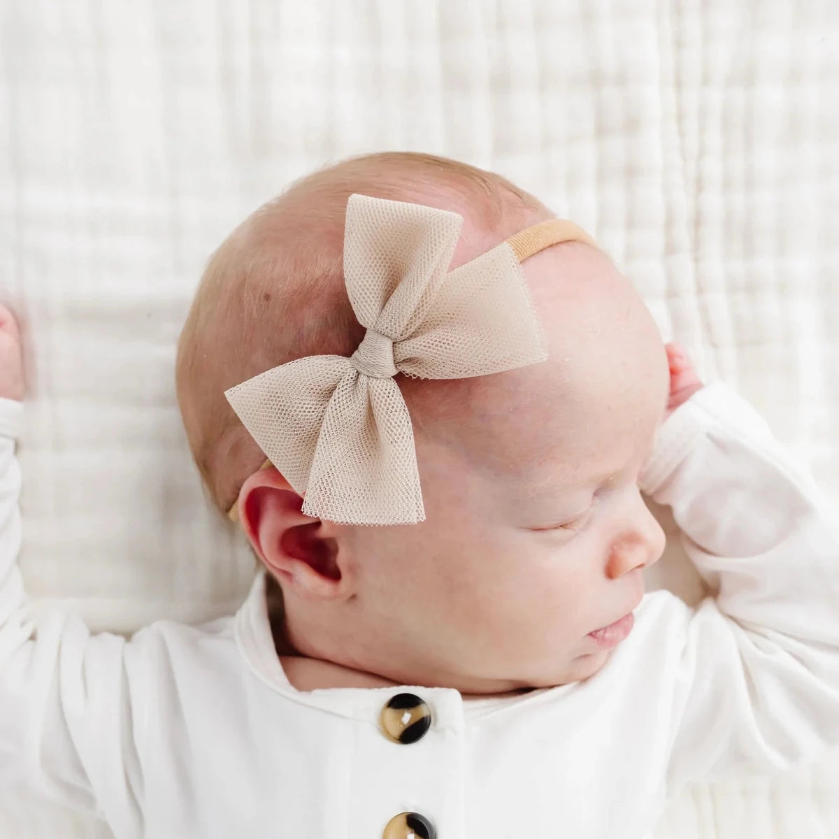 Tulle Bow Headband - Sand - Lou Lou & Company Hair Accessories sold by Rosebud & Jo