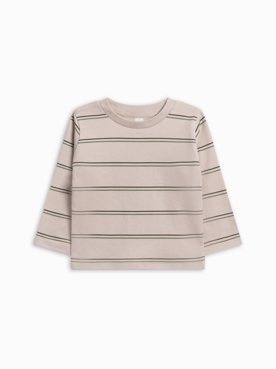 Turk Long Sleeve Crew - Oak Stripe - Colored Organics Tops sold by Rosebud & Jo