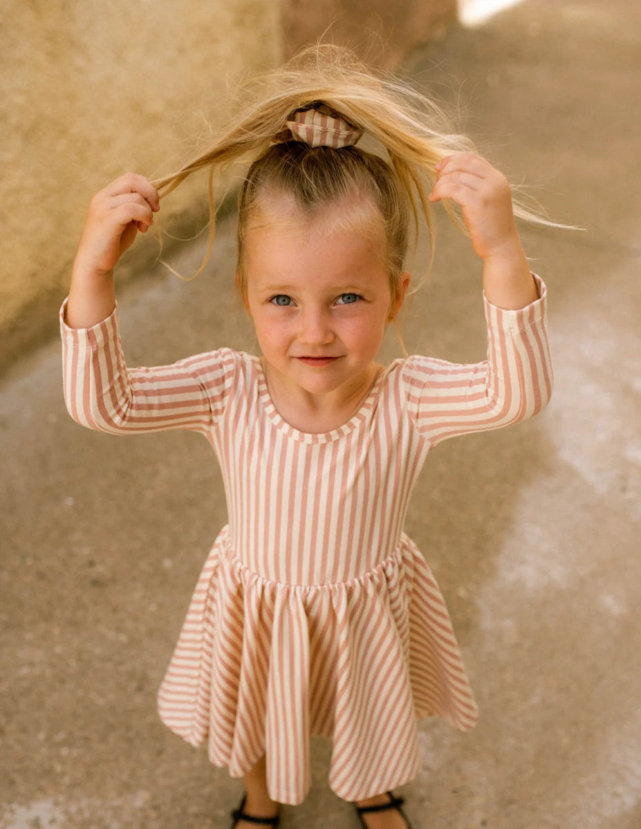 Twirl Dress in Blush Stripes - Good Apples Kids Baby & Toddler Clothing sold by Rosebud & Jo