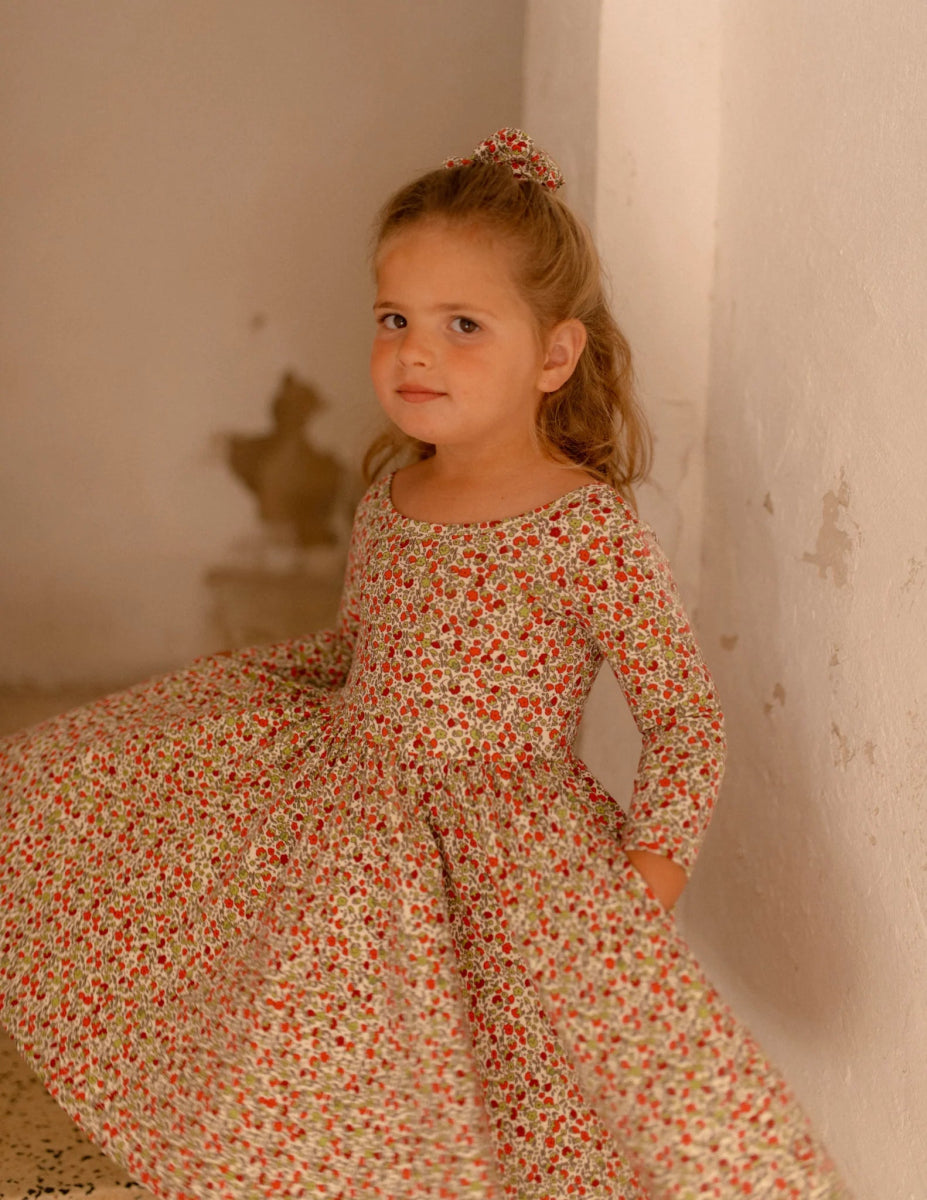 Twirl Dress in Crimson Flora - Good Apples Kids Baby & Toddler Clothing sold by Rosebud & Jo