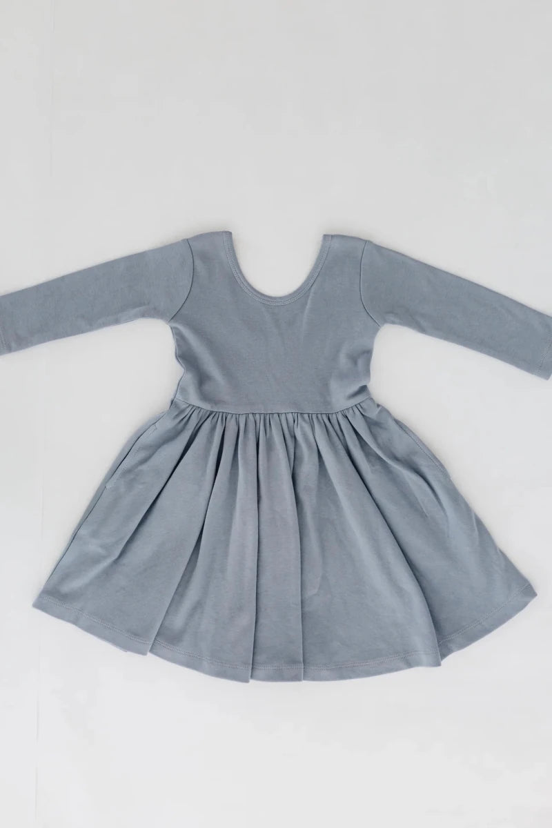 Twirl Dress in Dusty Blue - Good Apples Kids Dresses sold by Rosebud & Jo