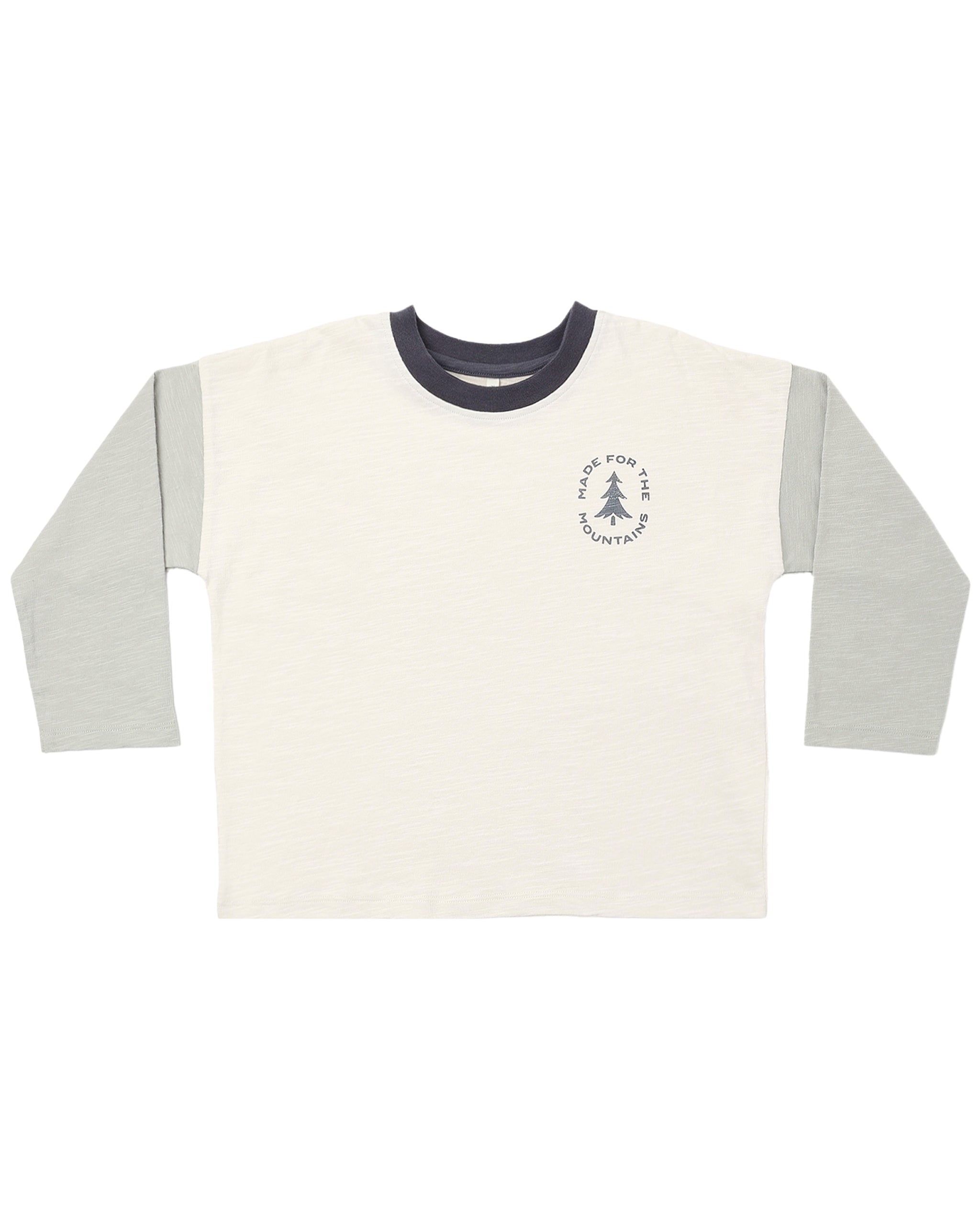 Children's long-sleeve shirt with a logo on a white background