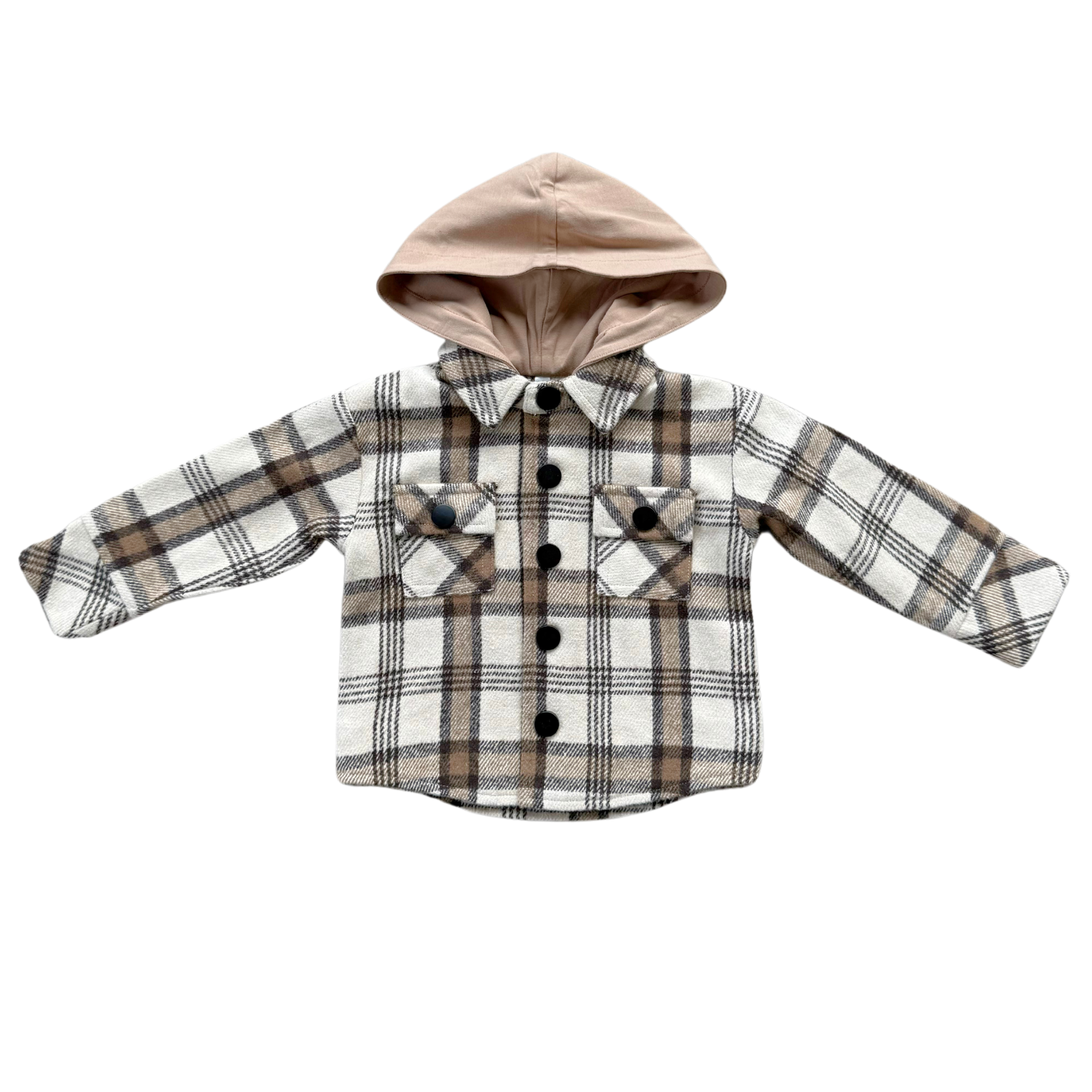 Hooded Shacket in Desert Plaid