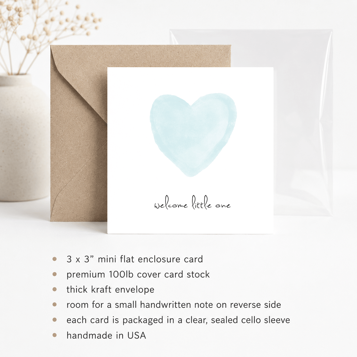 Welcome Little One Blue Mini Card - Susan Case Designs Card sold by Rosebud & Jo