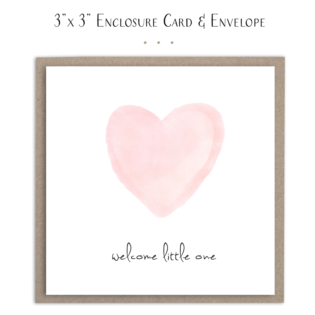 Welcome Little One Pink Heart - Mini Card - Susan Case Designs Card sold by Rosebud & Jo