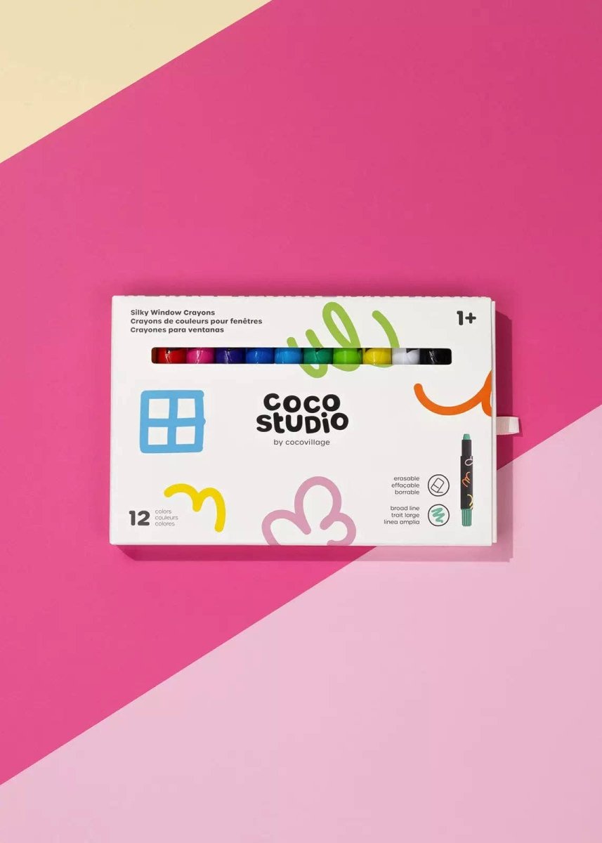 Window Crayons – 12 Bright, Erasable Colors for Creative Fun - Coco Village Art sold by Rosebud & Jo