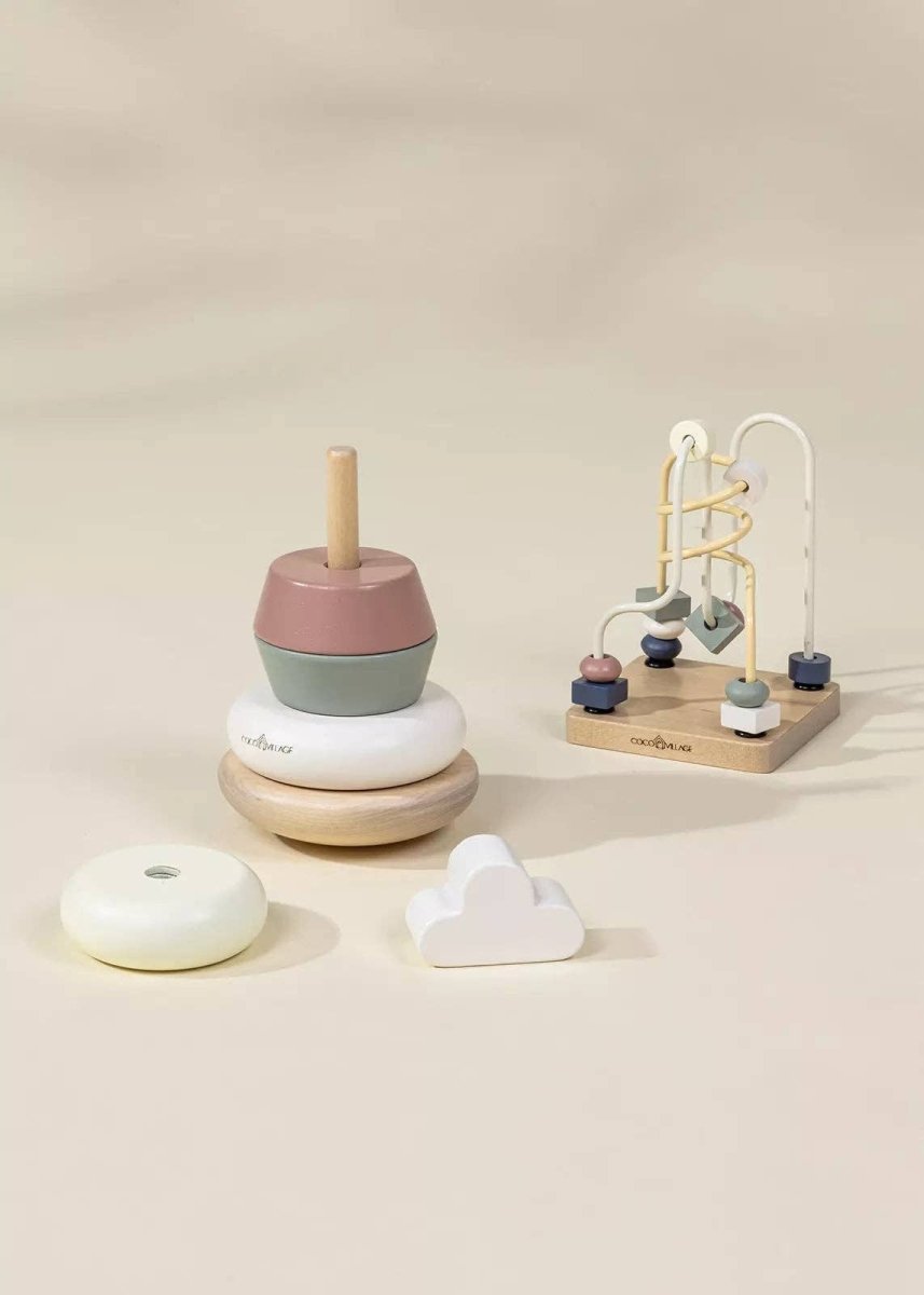 Wooden Baby Toy Gifting Set Stacking Rings & Bead Maze - Coco Village Toys sold by Rosebud & Jo