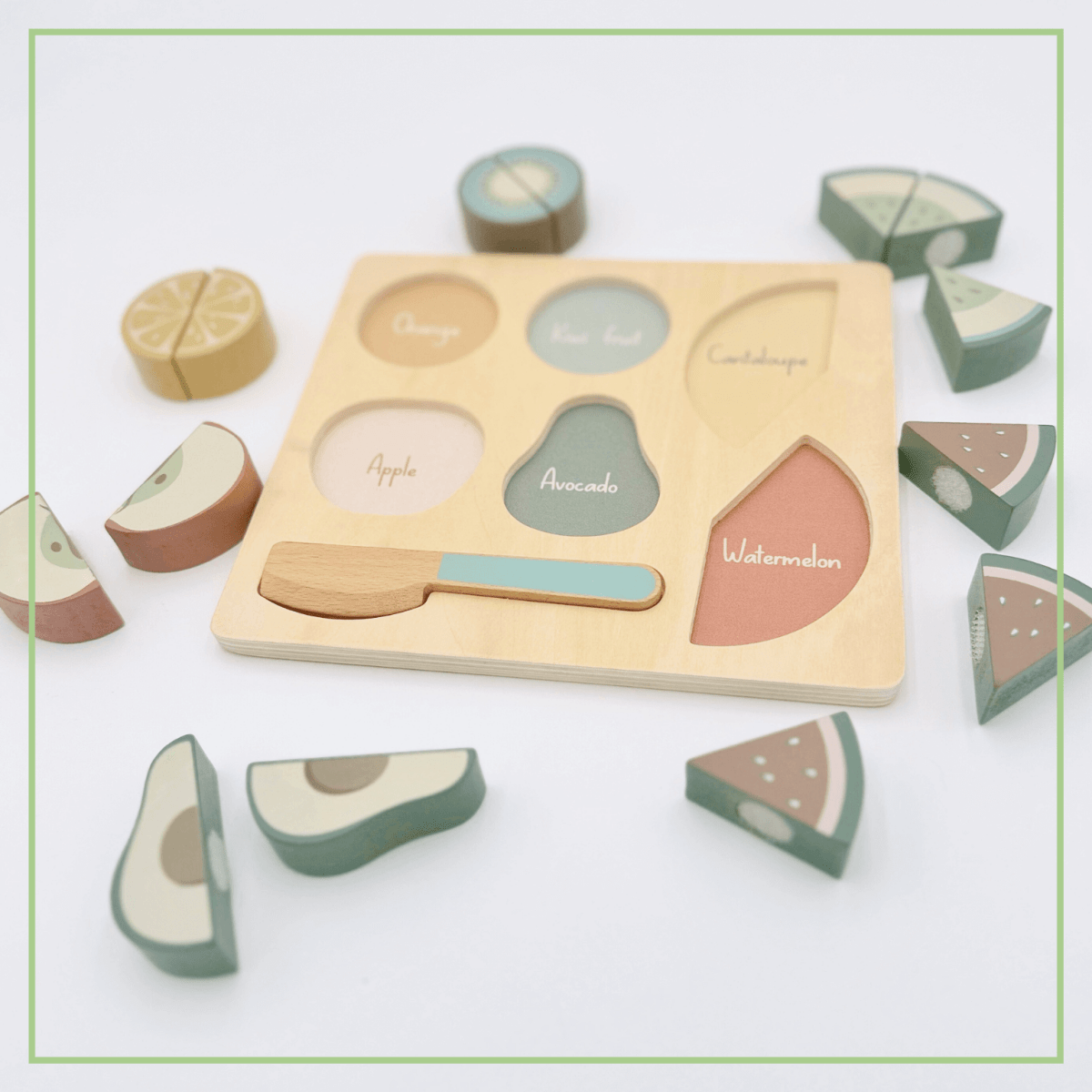 Wooden Fruit Cutting Puzzle - Velcro Play Food Set Ages 18m+ - OmaOmaOma! Toy sold by Rosebud & Jo