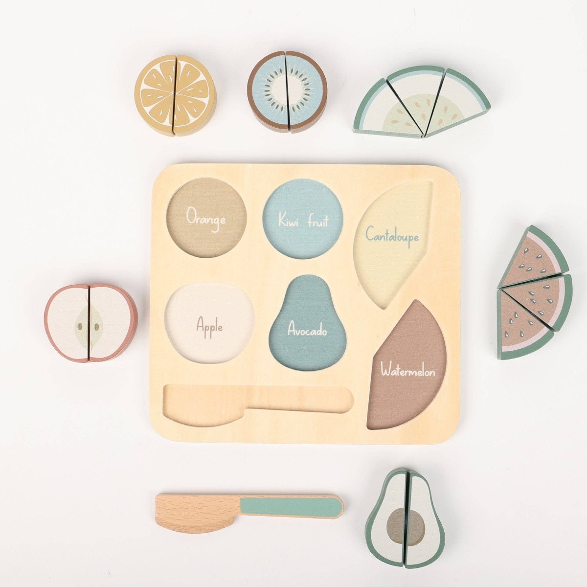 Wooden Fruit Cutting Puzzle - Velcro Play Food Set Ages 18m+ - OmaOmaOma! Toy sold by Rosebud & Jo