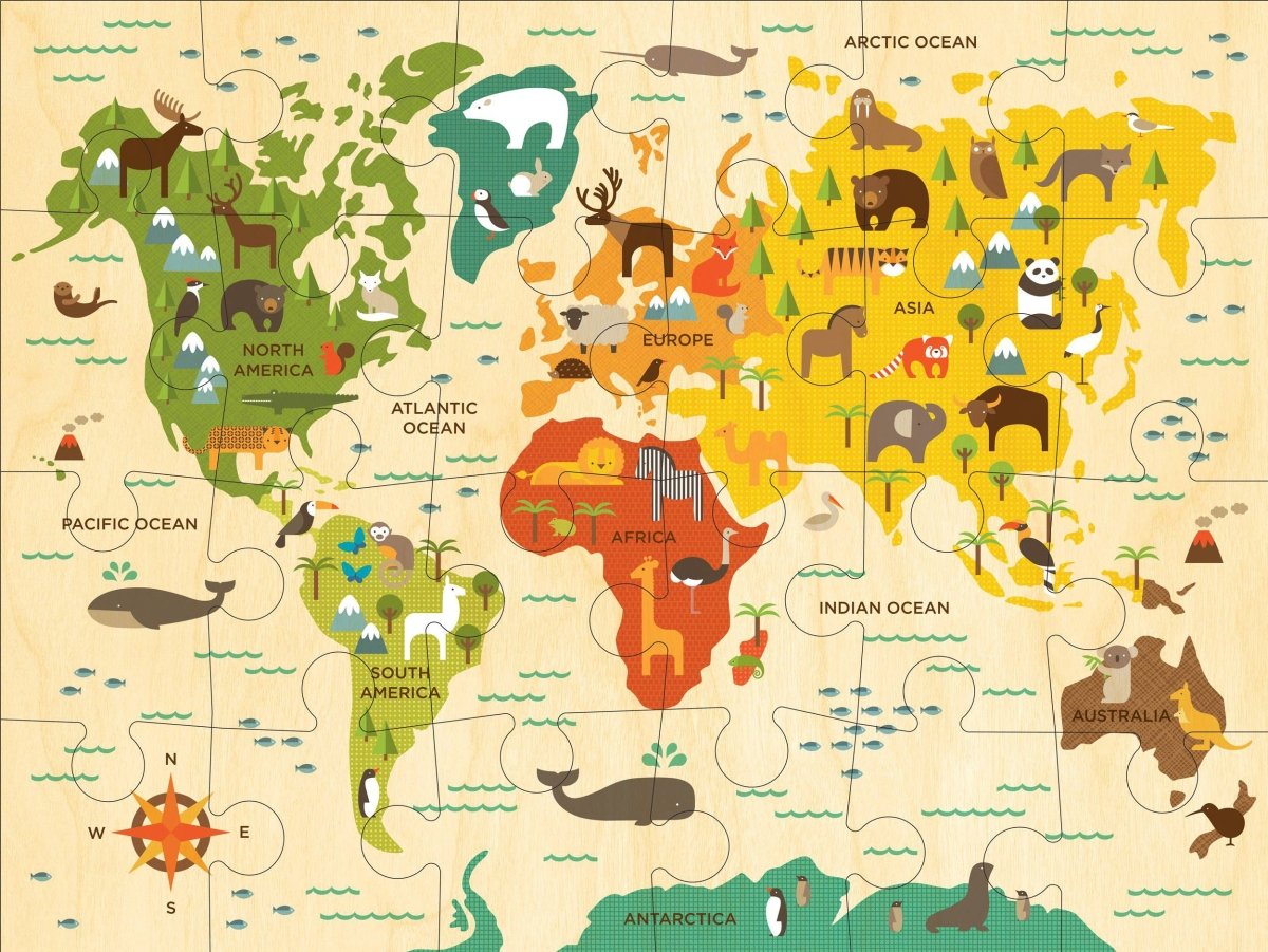 World Map 24 - Piece Floor Puzzle - Chronicle Books Puzzle sold by Rosebud & Jo