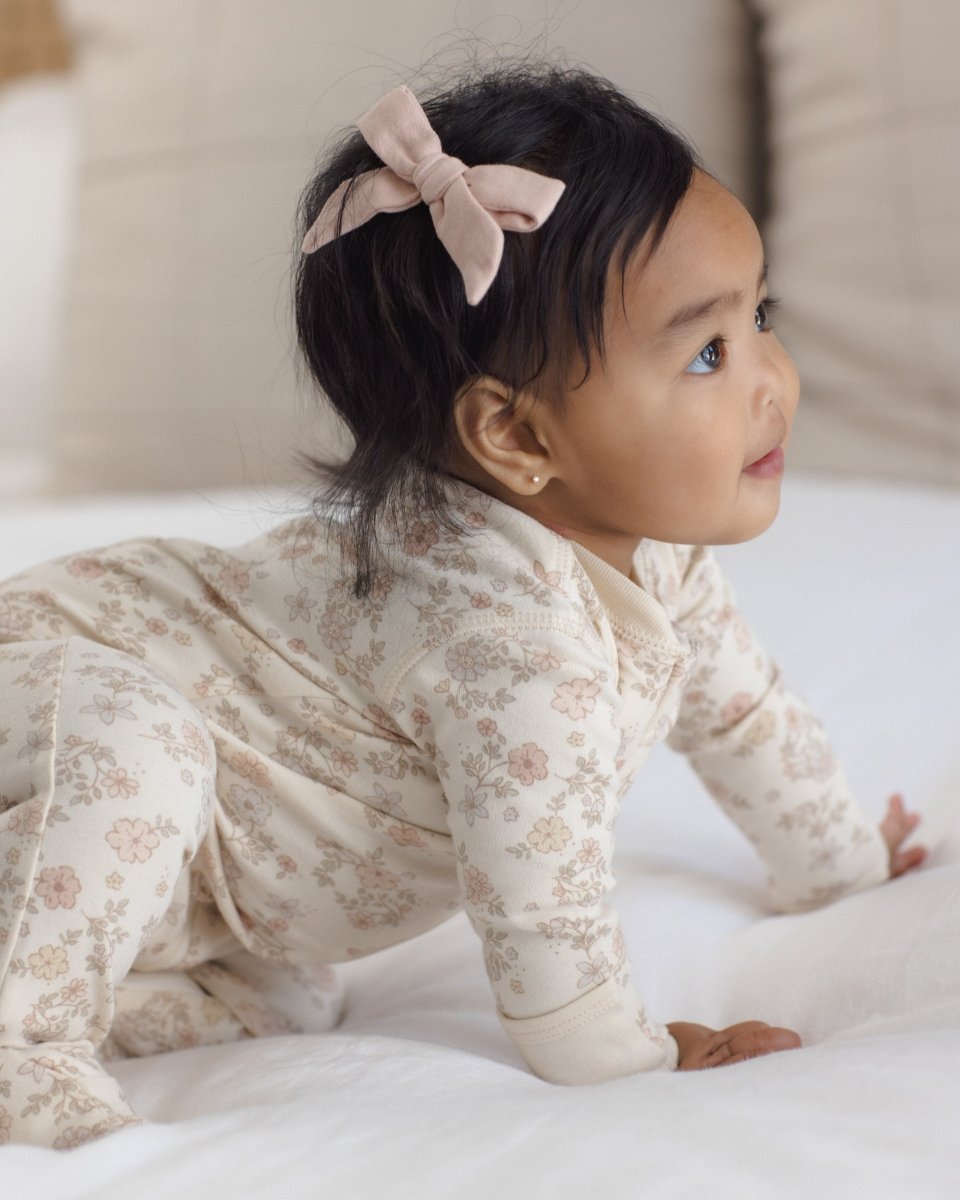 Zip Long Sleeve Sleeper Footie || Floral Vine - Quincy Mae Footies sold by Rosebud & Jo