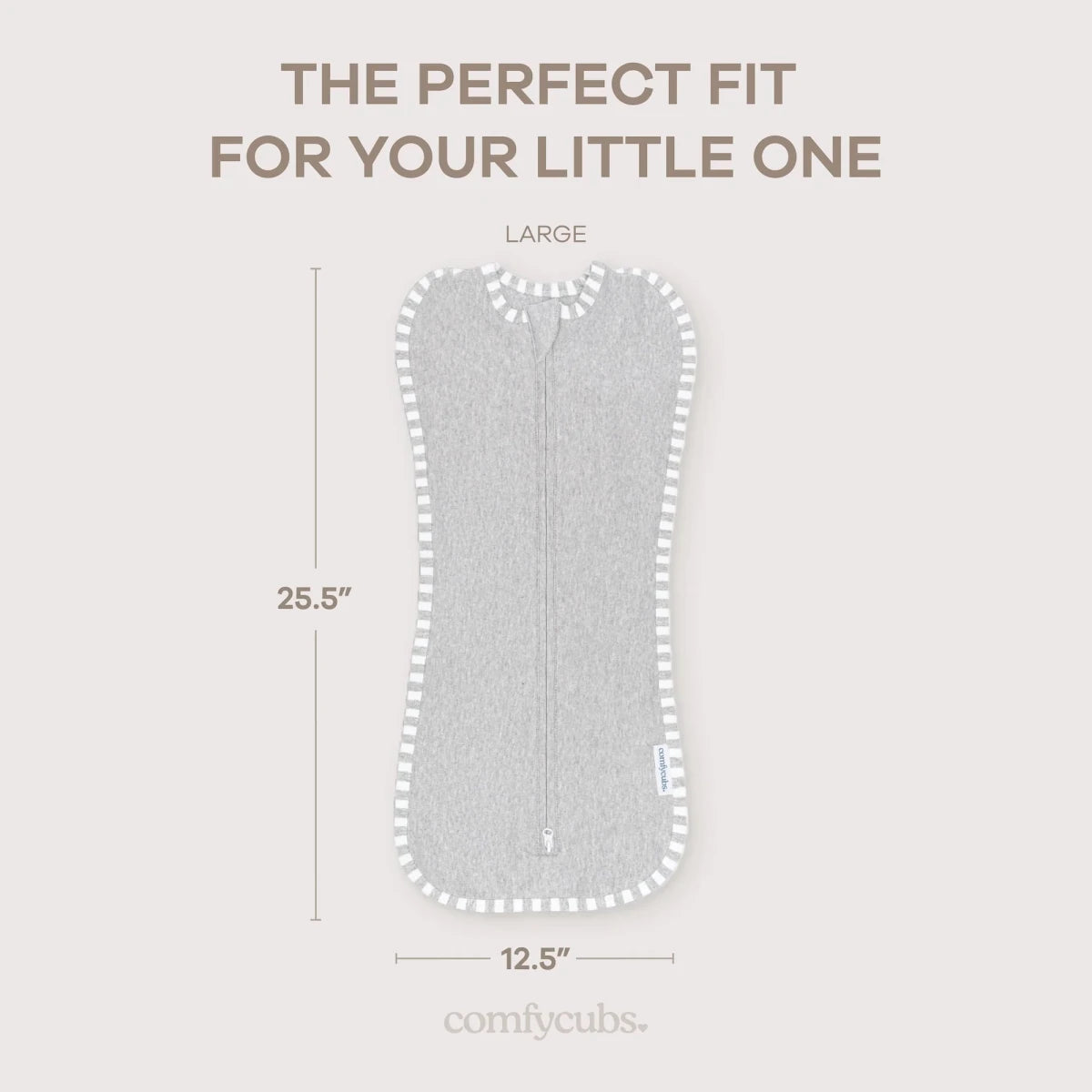 Zipper Swaddle Blankets in Grey - Comfy Cubs Swaddles sold by Rosebud & Jo