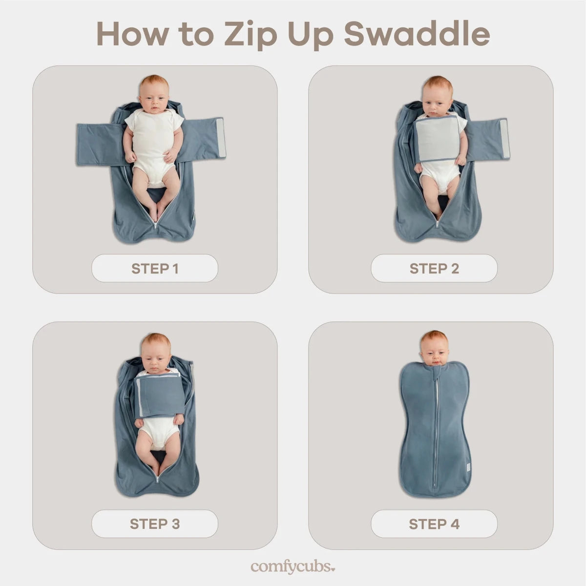 Zipper Swaddle Blankets in Nomadic Blue, Azul - Comfy Cubs Swaddles sold by Rosebud & Jo