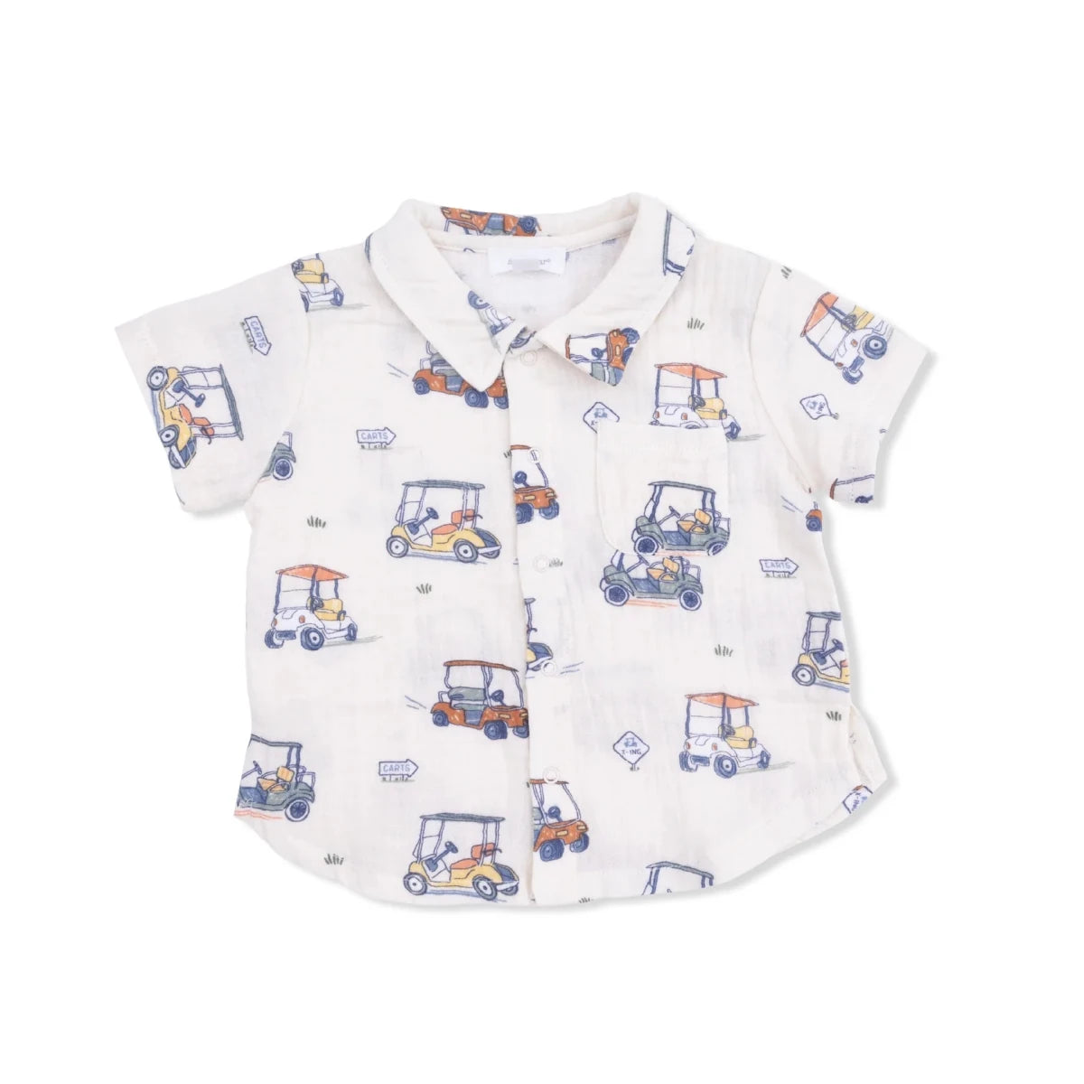 Zooming Golf Carts - Polo Button Up With Casual Short - Angel Dear Top & Bottom Sets sold by Rosebud & Jo