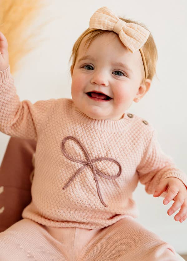 Chloe Bow Sweater Knit Baby Pullover