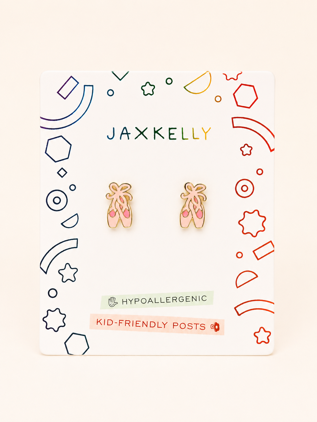 Ballet Slippers Enamel Flat Back Kids Earrings